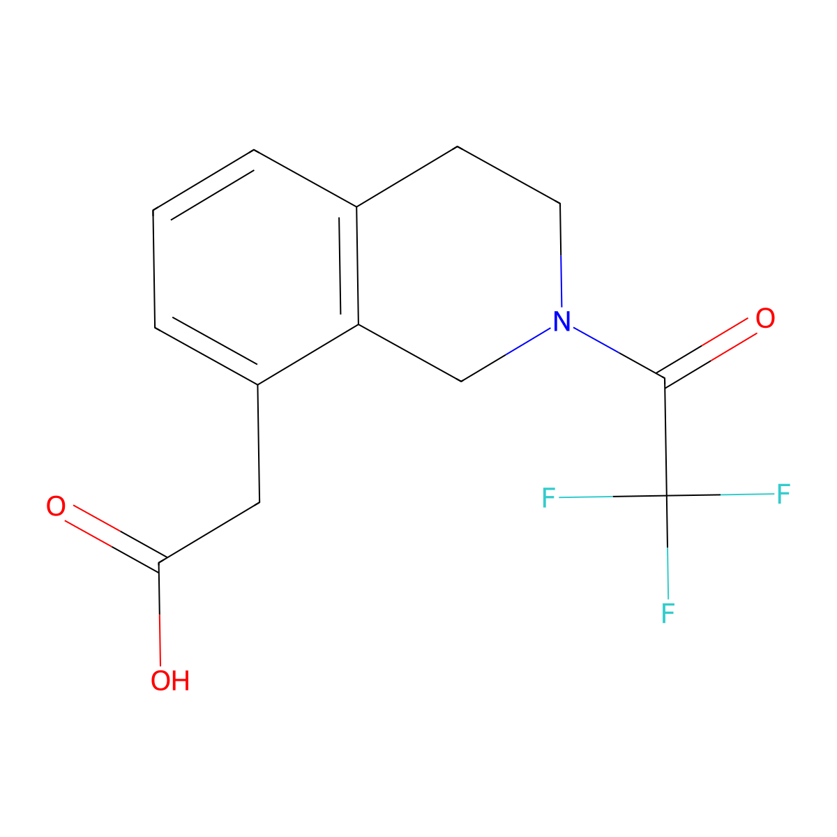 2-[2-(2,2,2-Trifluoroacetyl)-1,2,3,4-tetrahydroisoquinolin-8-yl]acetic acid molecular structure, CAS 2680799-22-6