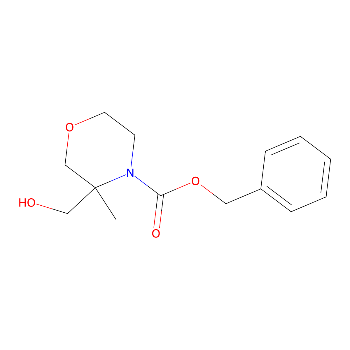 Benzyl 3-(hydroxymethyl)-3-methylmorpholine-4-carboxylate molecular structure, CAS 2680799-24-8