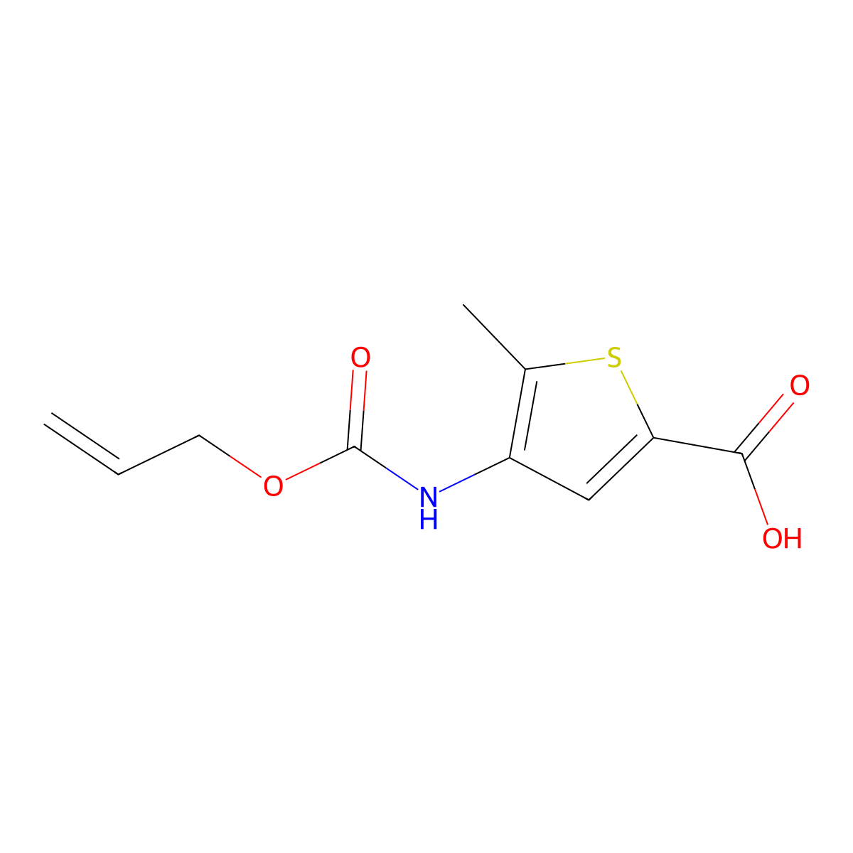 5-Methyl-4-{[(prop-2-en-1-yloxy)carbonyl]amino}thiophene-2-carboxylic acid molecular structure, CAS 2680799-30-6