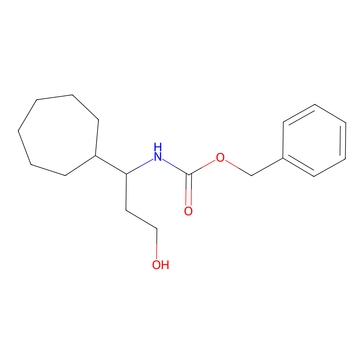 benzyl N-(1-cycloheptyl-3-hydroxypropyl)carbamate molecular structure, CAS 2680799-33-9