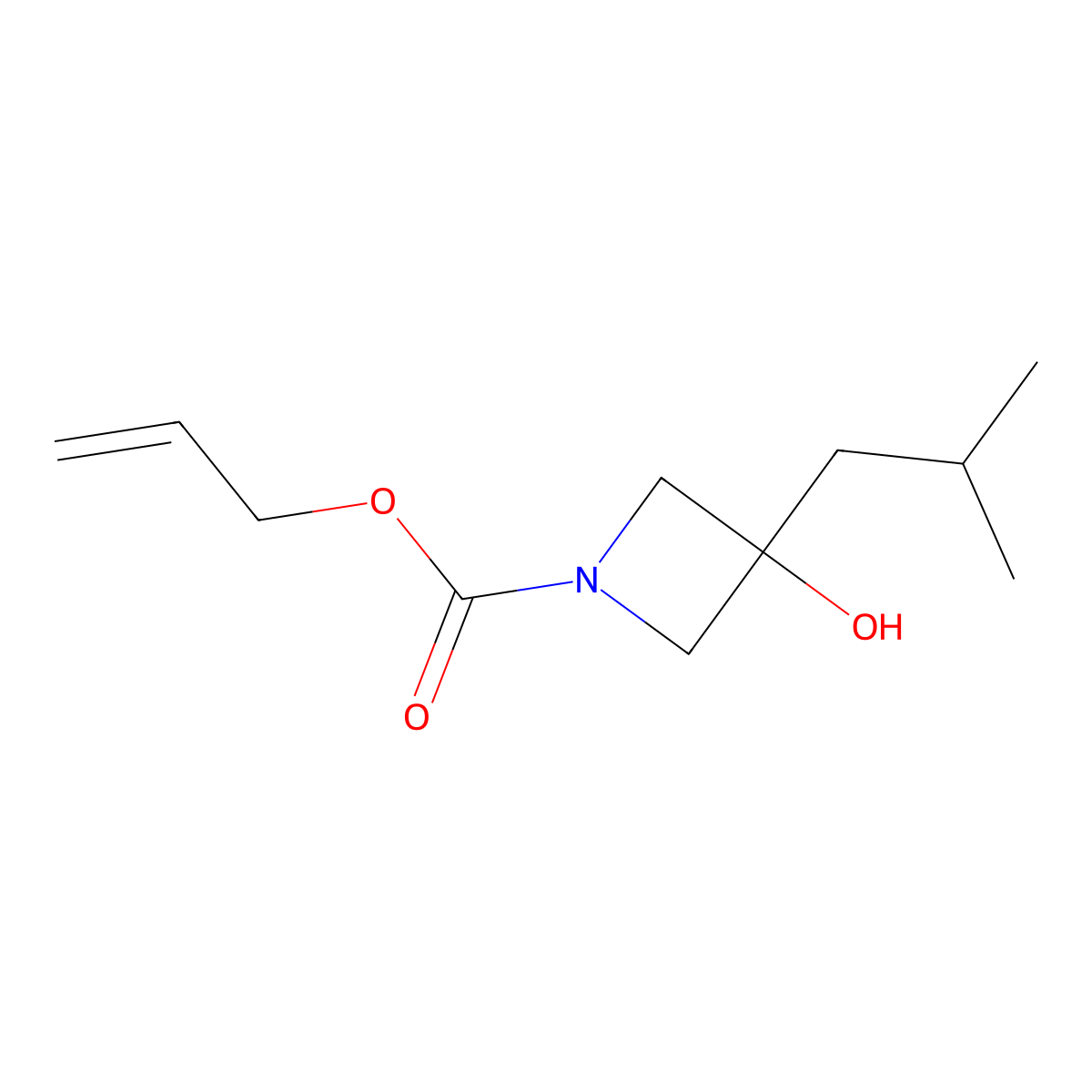 Prop-2-en-1-yl 3-hydroxy-3-(2-methylpropyl)azetidine-1-carboxylate molecular structure, CAS 2680799-37-3