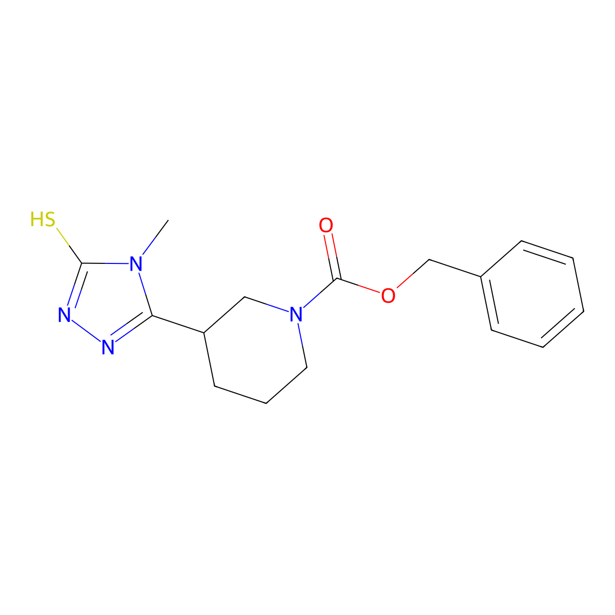 benzyl 3-(4-methyl-5-sulfanyl-4H-1,2,4-triazol-3-yl)piperidine-1-carboxylate molecular structure, CAS 2680799-39-5
