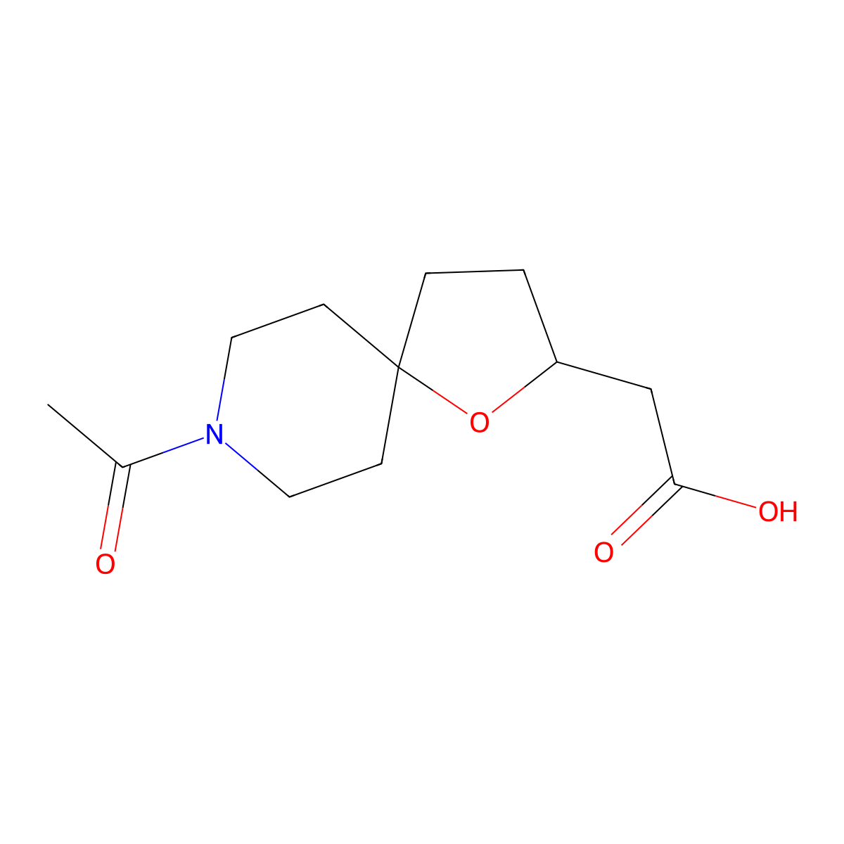 2-{8-Acetyl-1-oxa-8-azaspiro[4.5]decan-2-yl}acetic acid molecular structure, CAS 2680799-42-0
