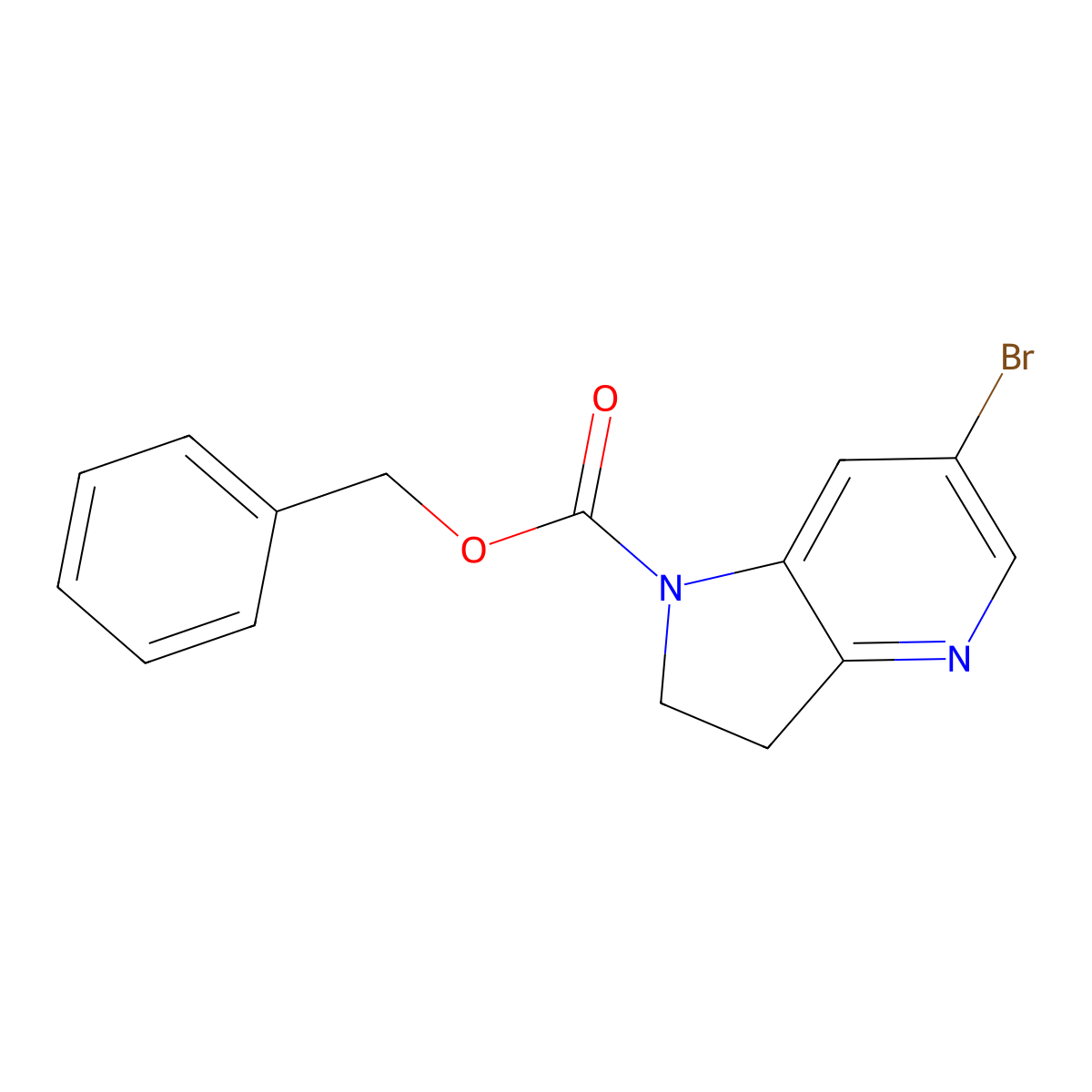 benzyl 6-bromo-1H,2H,3H-pyrrolo[3,2-b]pyridine-1-carboxylate molecular structure, CAS 2680799-45-3