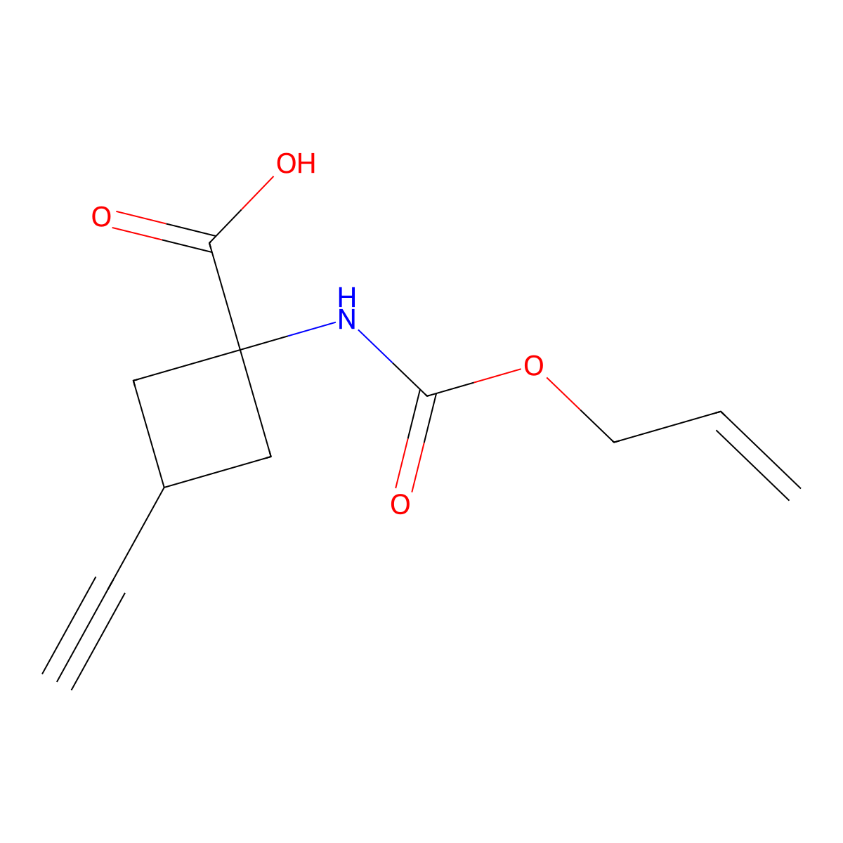 3-Ethynyl-1-{[(prop-2-en-1-yloxy)carbonyl]amino}cyclobutane-1-carboxylic acid molecular structure, CAS 2680799-47-5