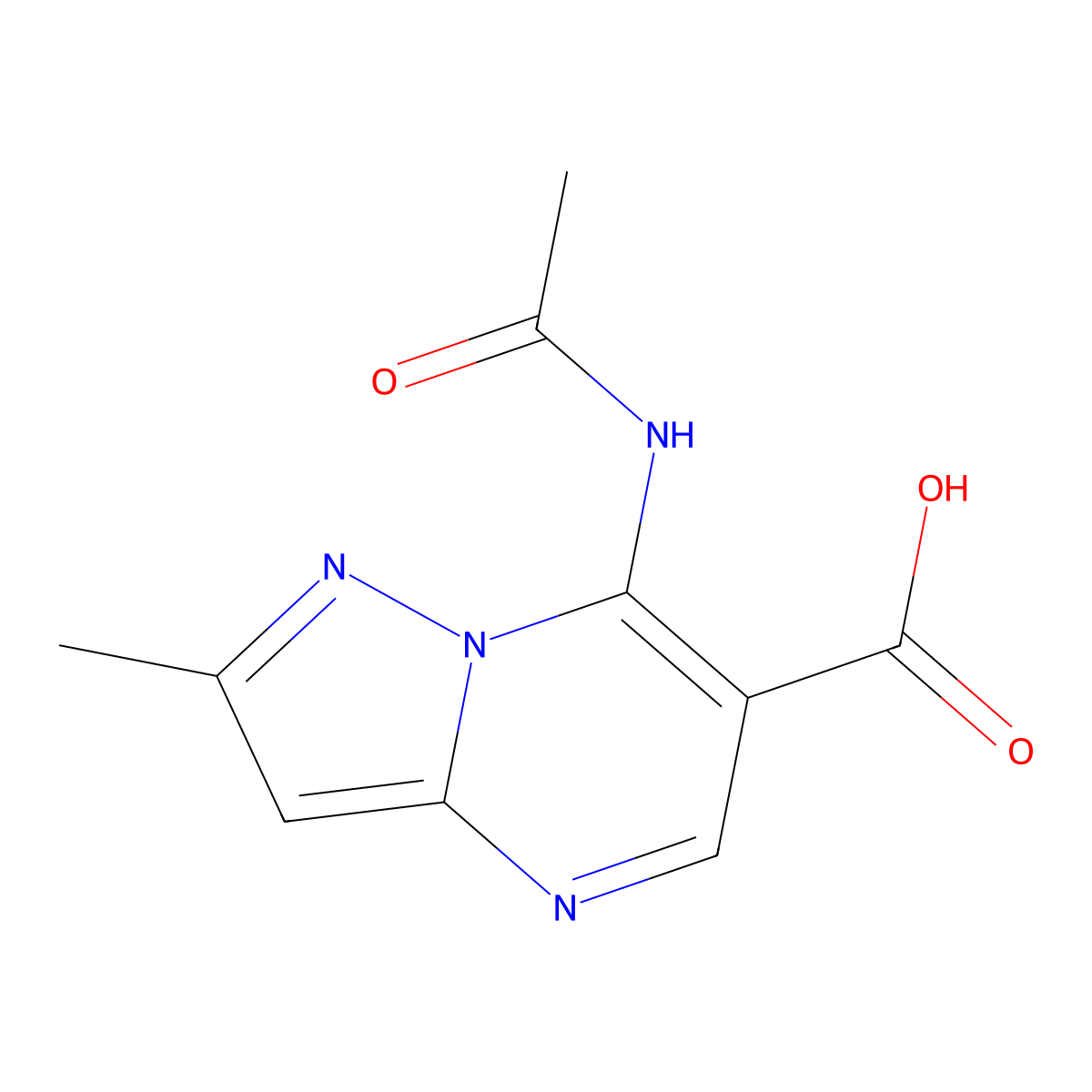 7-Acetamido-2-methylpyrazolo[1,5-a]pyrimidine-6-carboxylic acid molecular structure, CAS 2680799-62-4
