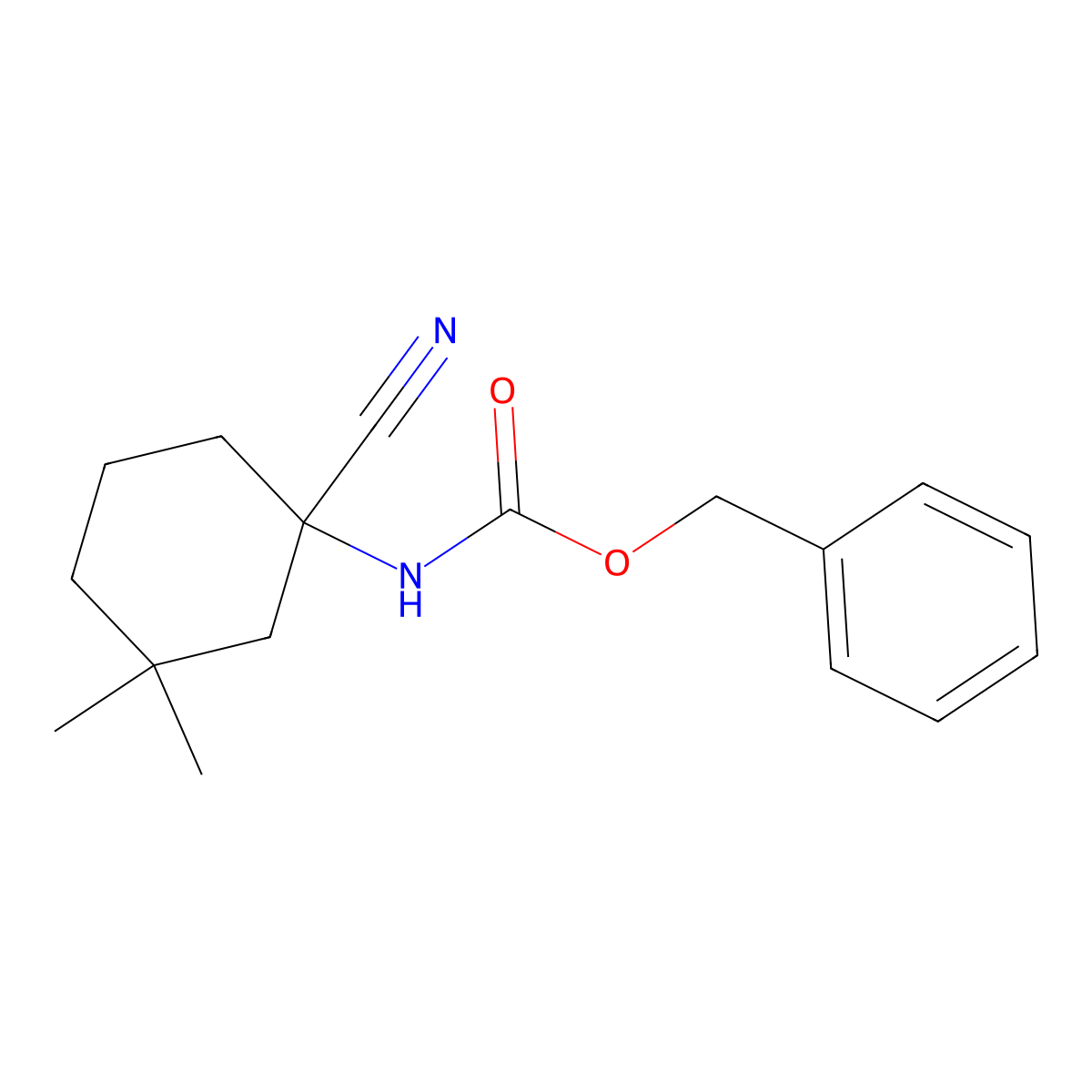 benzyl N-(1-cyano-3,3-dimethylcyclohexyl)carbamate molecular structure, CAS 2680799-66-8
