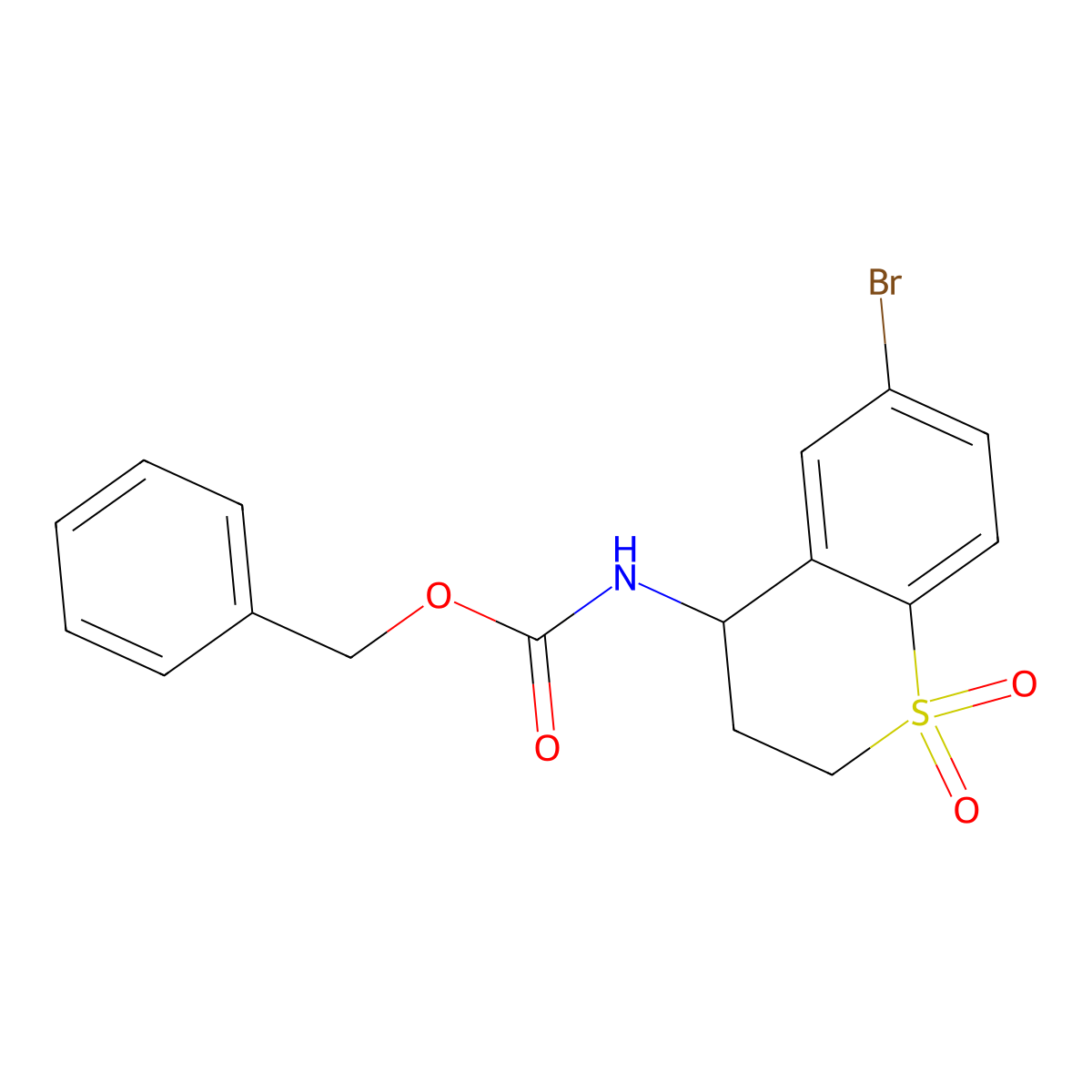 benzyl N-(6-bromo-1,1-dioxo-3,4-dihydro-2H-1lambda6-benzothiopyran-4-yl)carbamate molecular structure, CAS 2680799-67-9