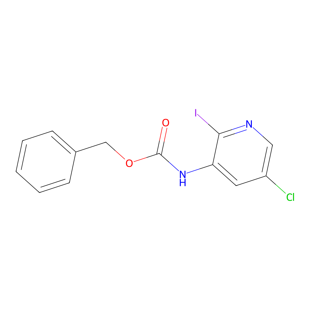 benzyl N-(5-chloro-2-iodopyridin-3-yl)carbamate molecular structure, CAS 2680799-75-9