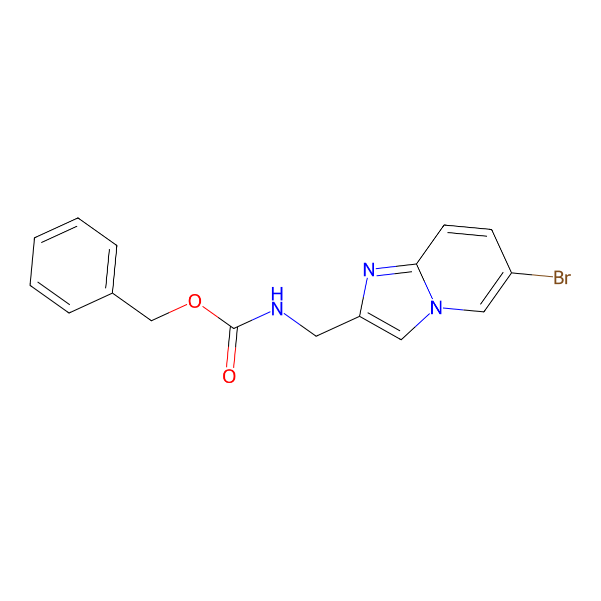 benzyl N-({6-bromoimidazo[1,2-a]pyridin-2-yl}methyl)carbamate molecular structure, CAS 2680799-78-2