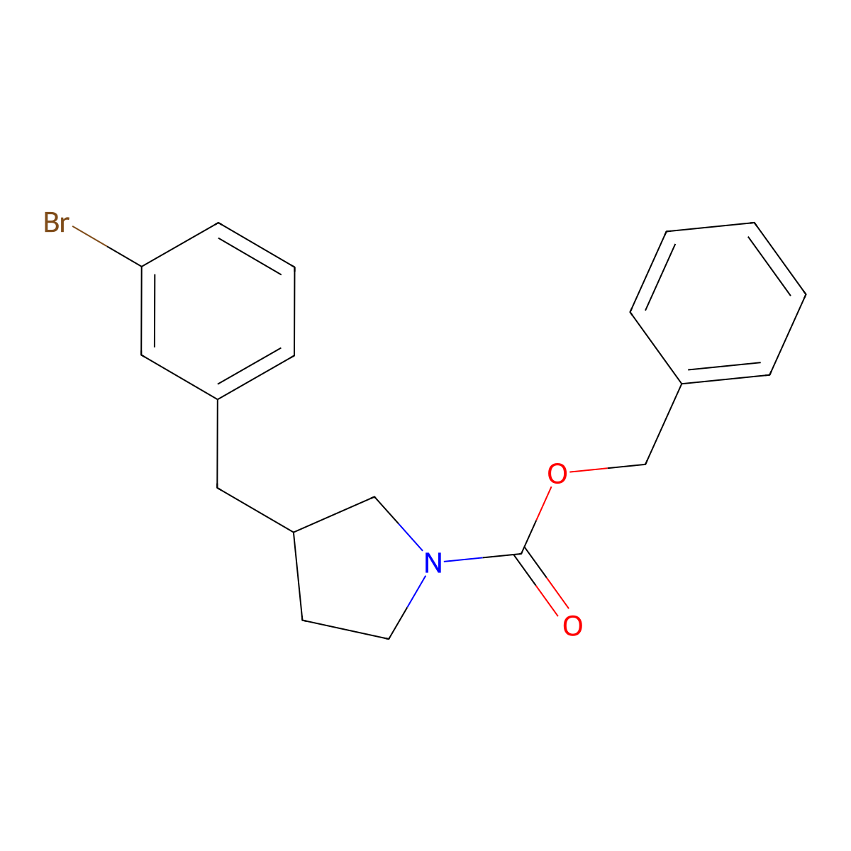 Benzyl 3-[(3-bromophenyl)methyl]pyrrolidine-1-carboxylate molecular structure, CAS 2680799-79-3