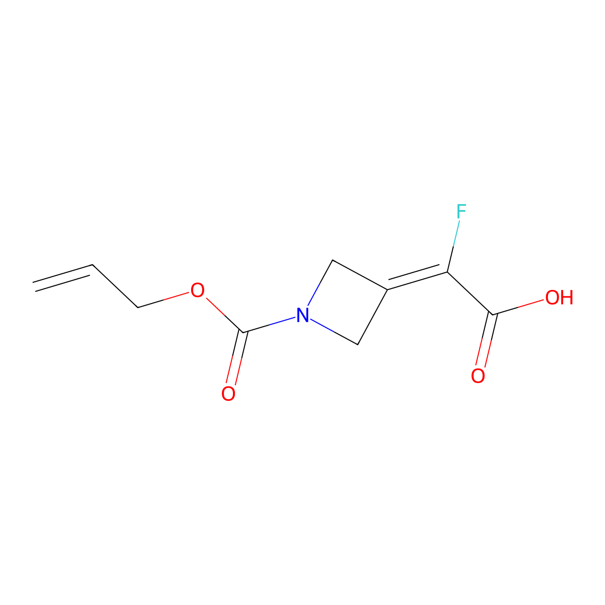 2-Fluoro-2-{1-[(prop-2-en-1-yloxy)carbonyl]azetidin-3-ylidene}acetic acid molecular structure, CAS 2680799-86-2