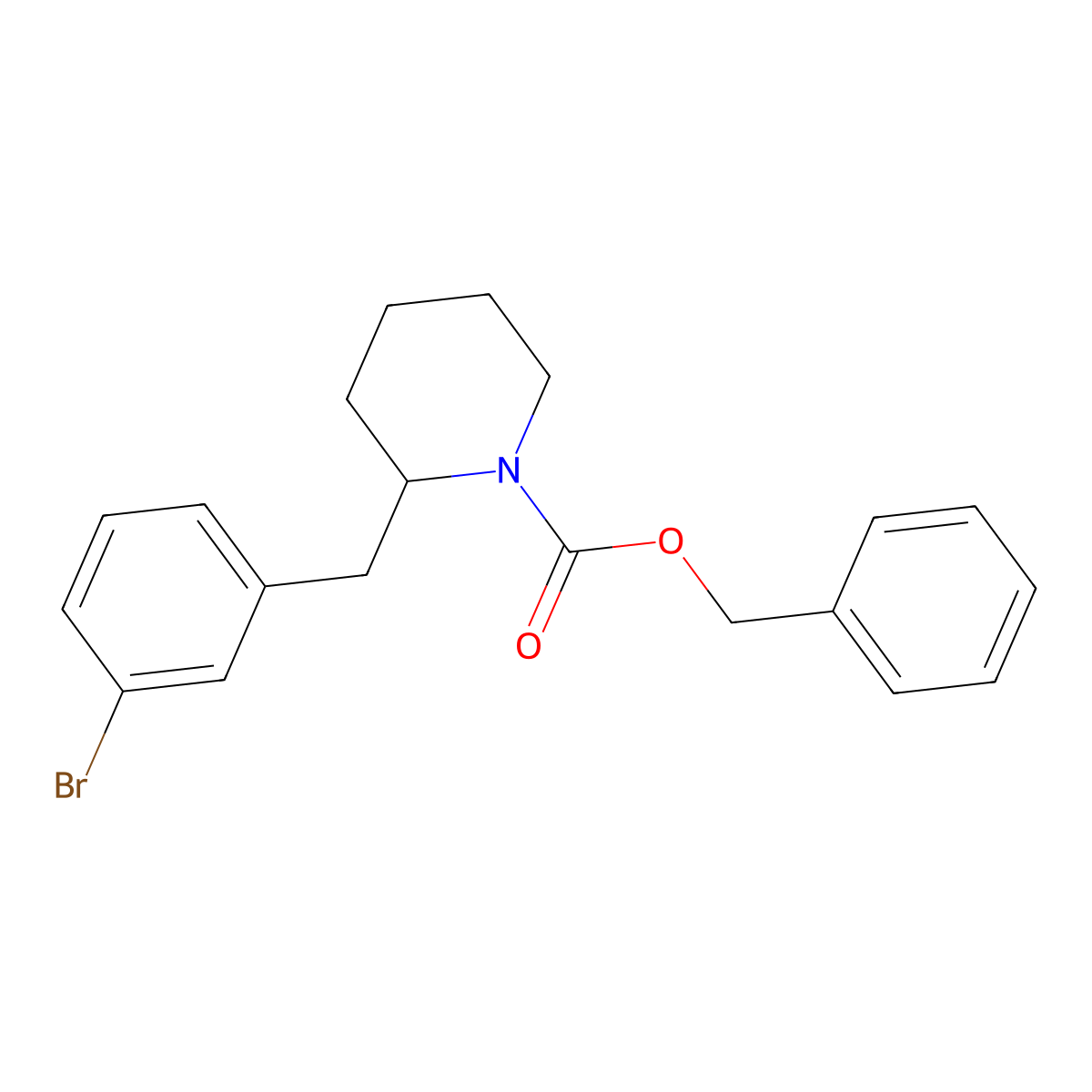 Benzyl 2-[(3-bromophenyl)methyl]piperidine-1-carboxylate molecular structure, CAS 2680799-87-3