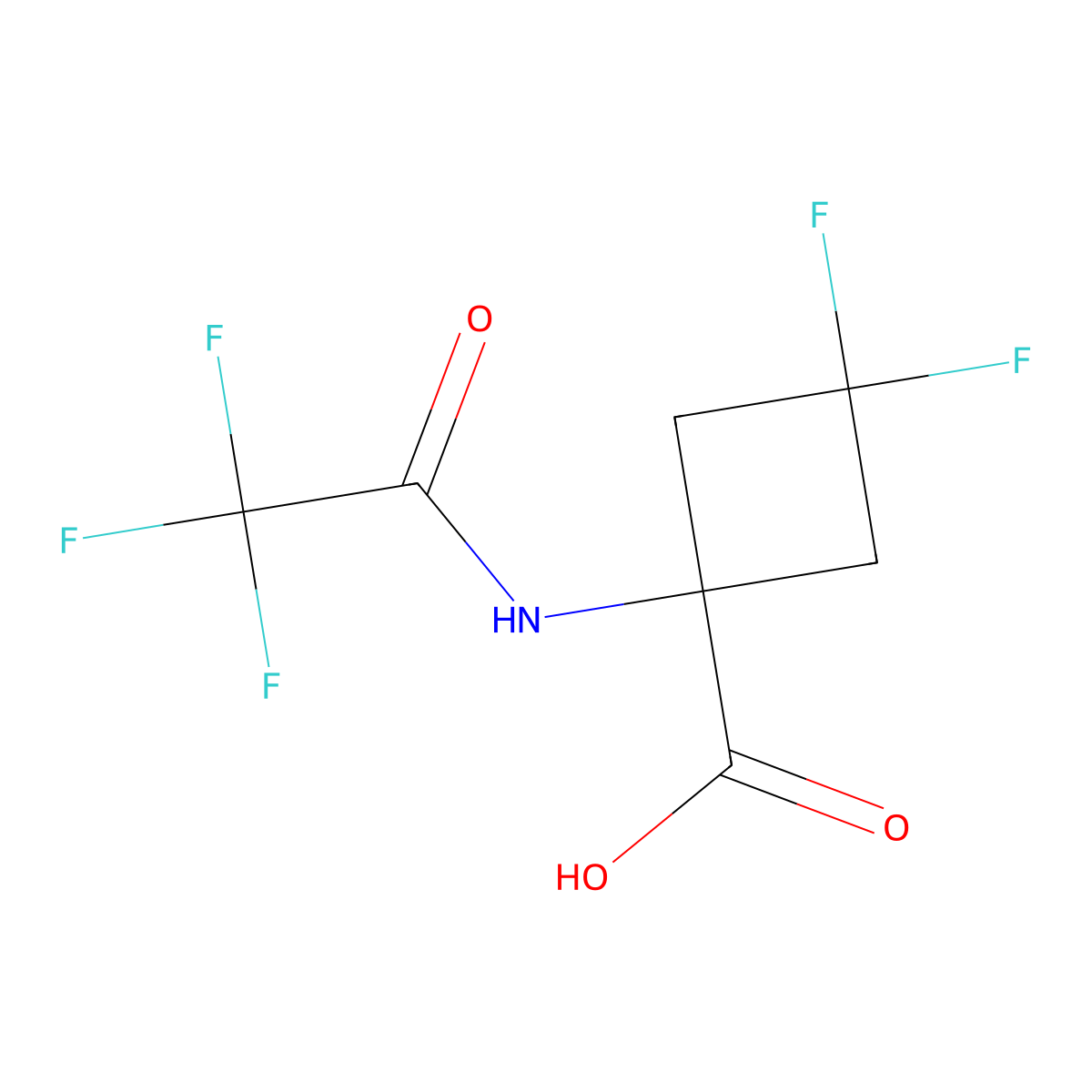 3,3-Difluoro-1-(trifluoroacetamido)cyclobutane-1-carboxylic acid molecular structure, CAS 2680800-01-3