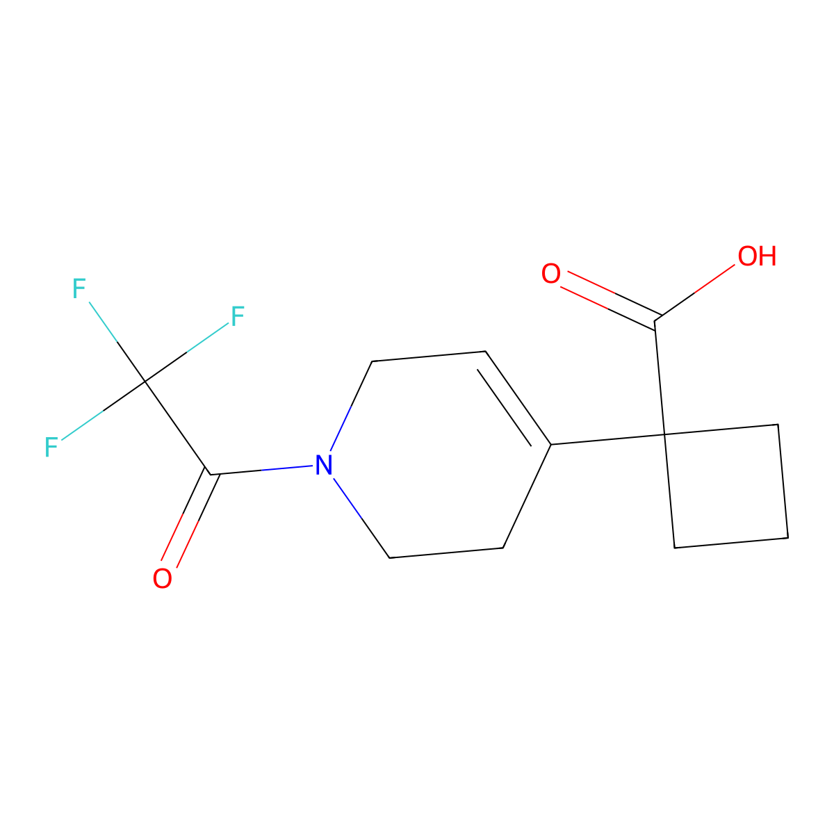 1-[1-(2,2,2-Trifluoroacetyl)-1,2,3,6-tetrahydropyridin-4-yl]cyclobutane-1-carboxylic acid molecular structure, CAS 2680800-07-9