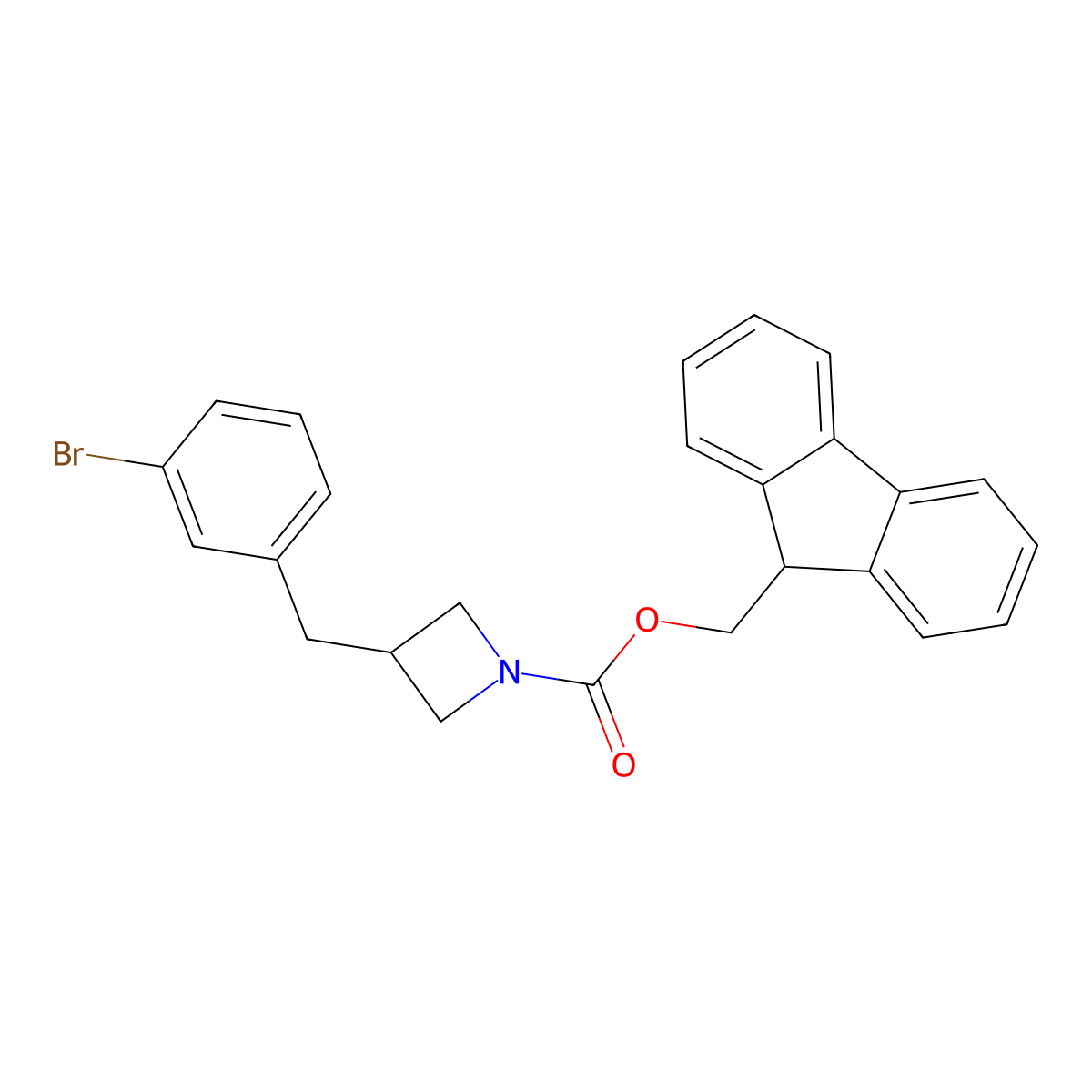 (9H-fluoren-9-yl)methyl 3-[(3-bromophenyl)methyl]azetidine-1-carboxylate molecular structure, CAS 2680800-11-5