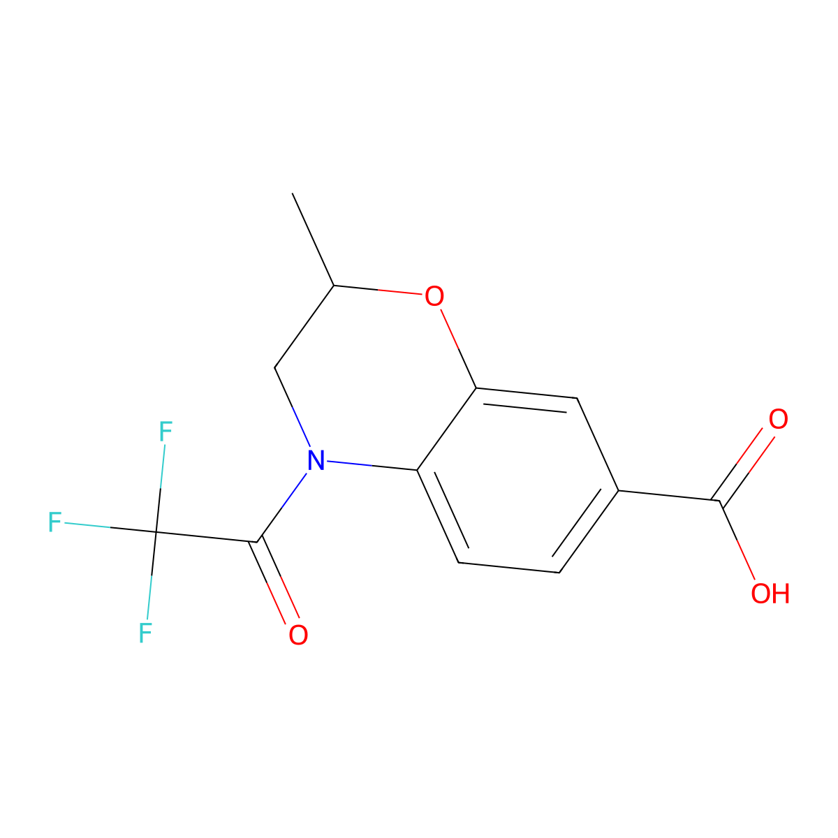 2-methyl-4-(2,2,2-trifluoroacetyl)-3,4-dihydro-2H-1,4-benzoxazine-7-carboxylic acid molecular structure, CAS 2680800-12-6