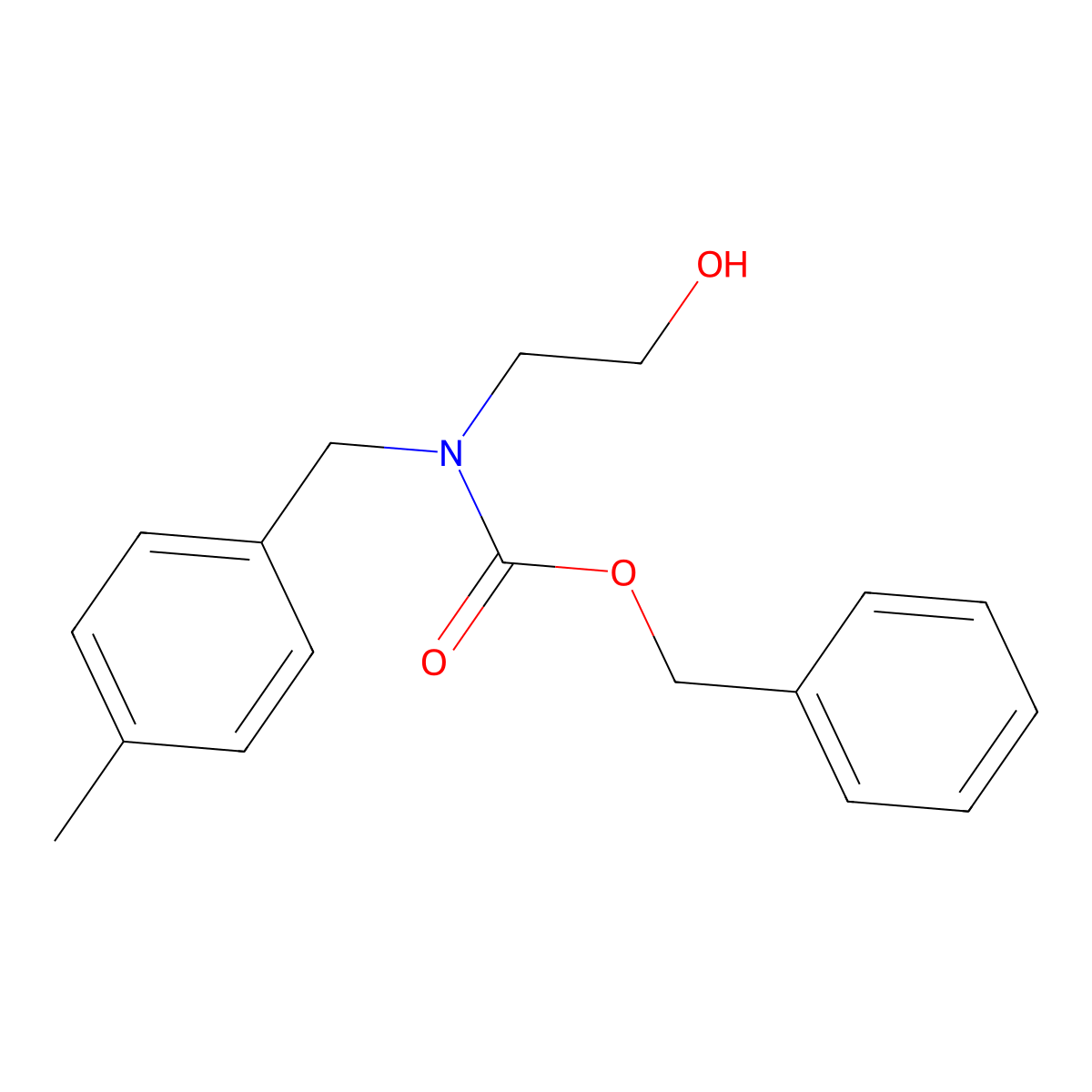 benzyl N-(2-hydroxyethyl)-N-[(4-methylphenyl)methyl]carbamate molecular structure, CAS 2680800-20-6