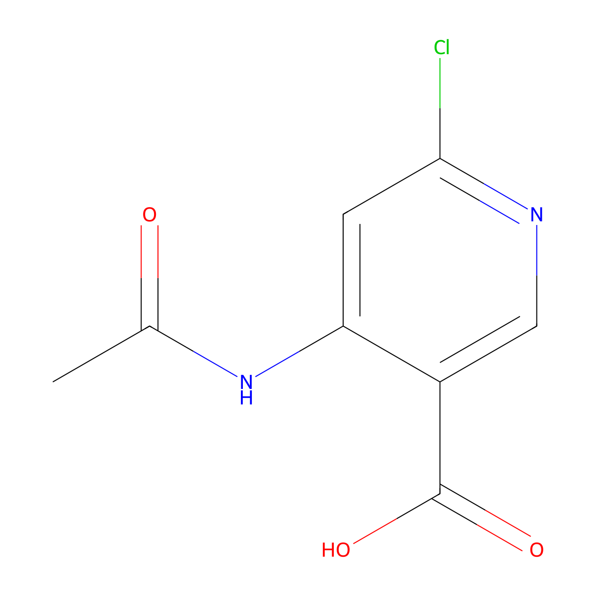 6-Chloro-4-acetamidopyridine-3-carboxylic acid molecular structure, CAS 2680800-23-9