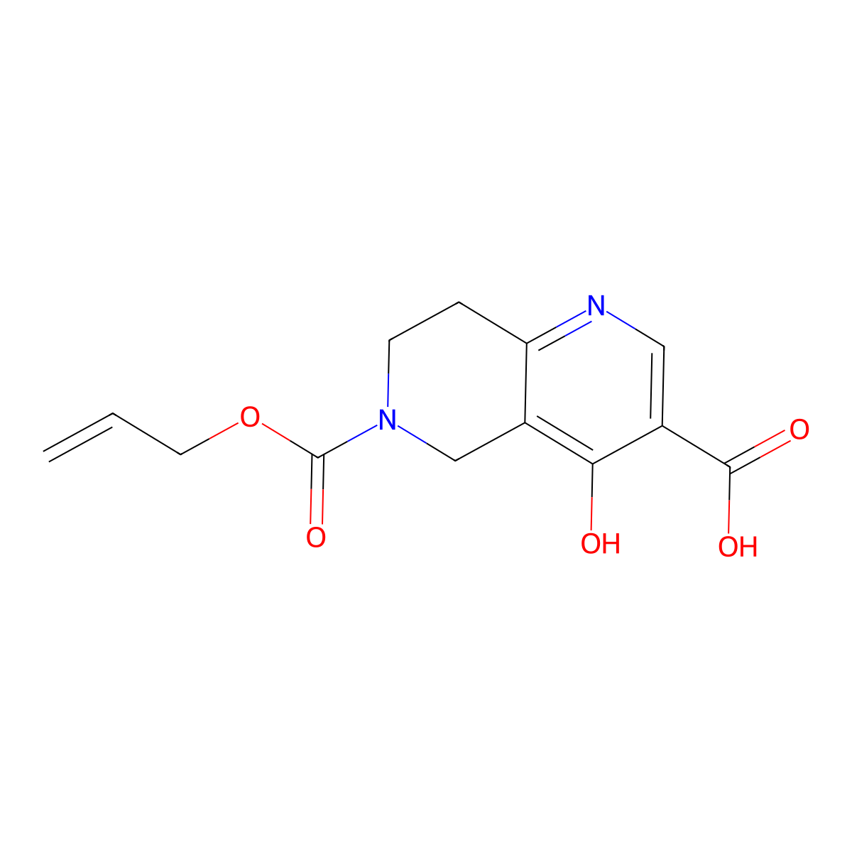 4-Hydroxy-6-[(prop-2-en-1-yloxy)carbonyl]-5,6,7,8-tetrahydro-1,6-naphthyridine-3-carboxylic acid molecular structure, CAS 2680800-25-1