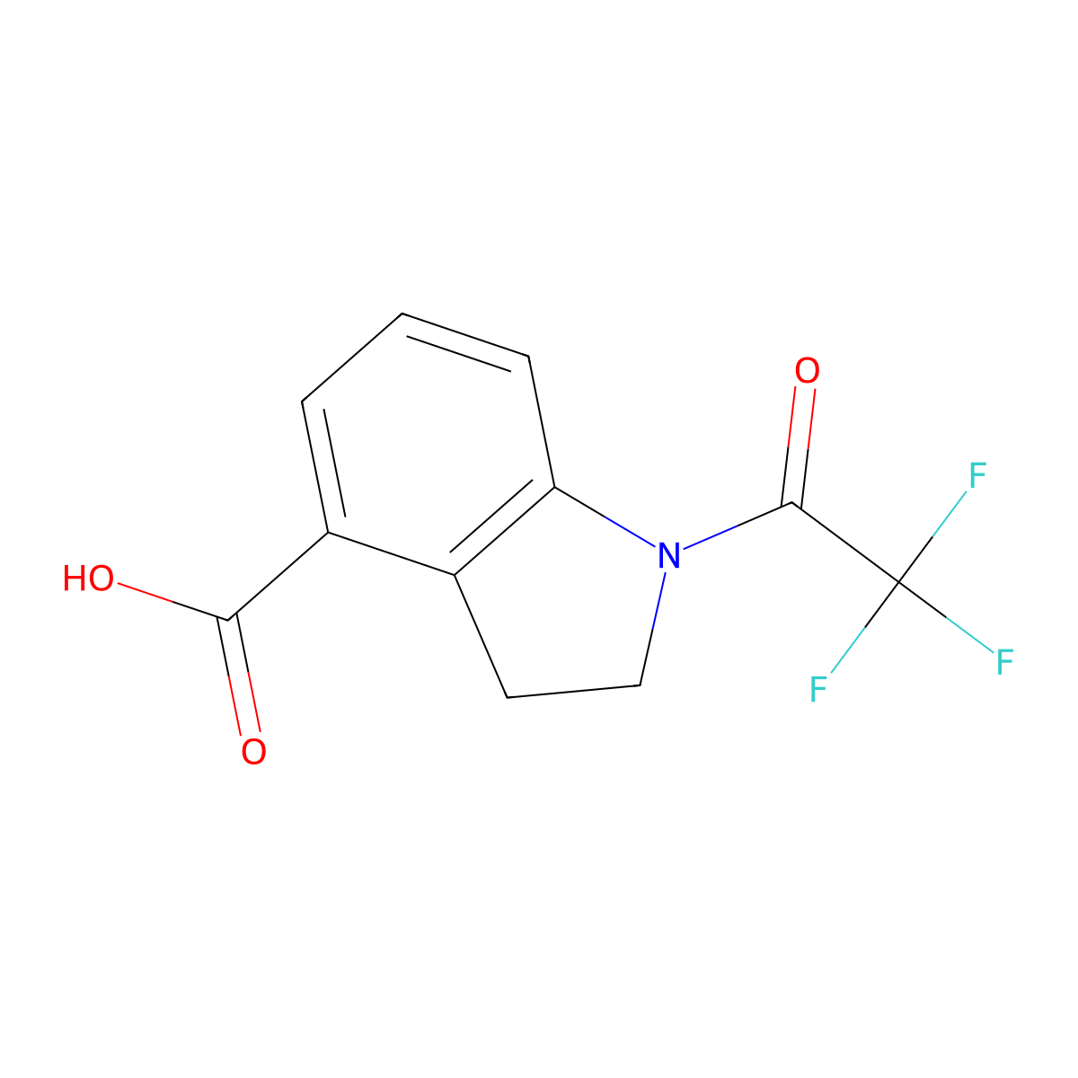 1-(2,2,2-trifluoroacetyl)-2,3-dihydro-1H-indole-4-carboxylic acid molecular structure, CAS 2680800-26-2