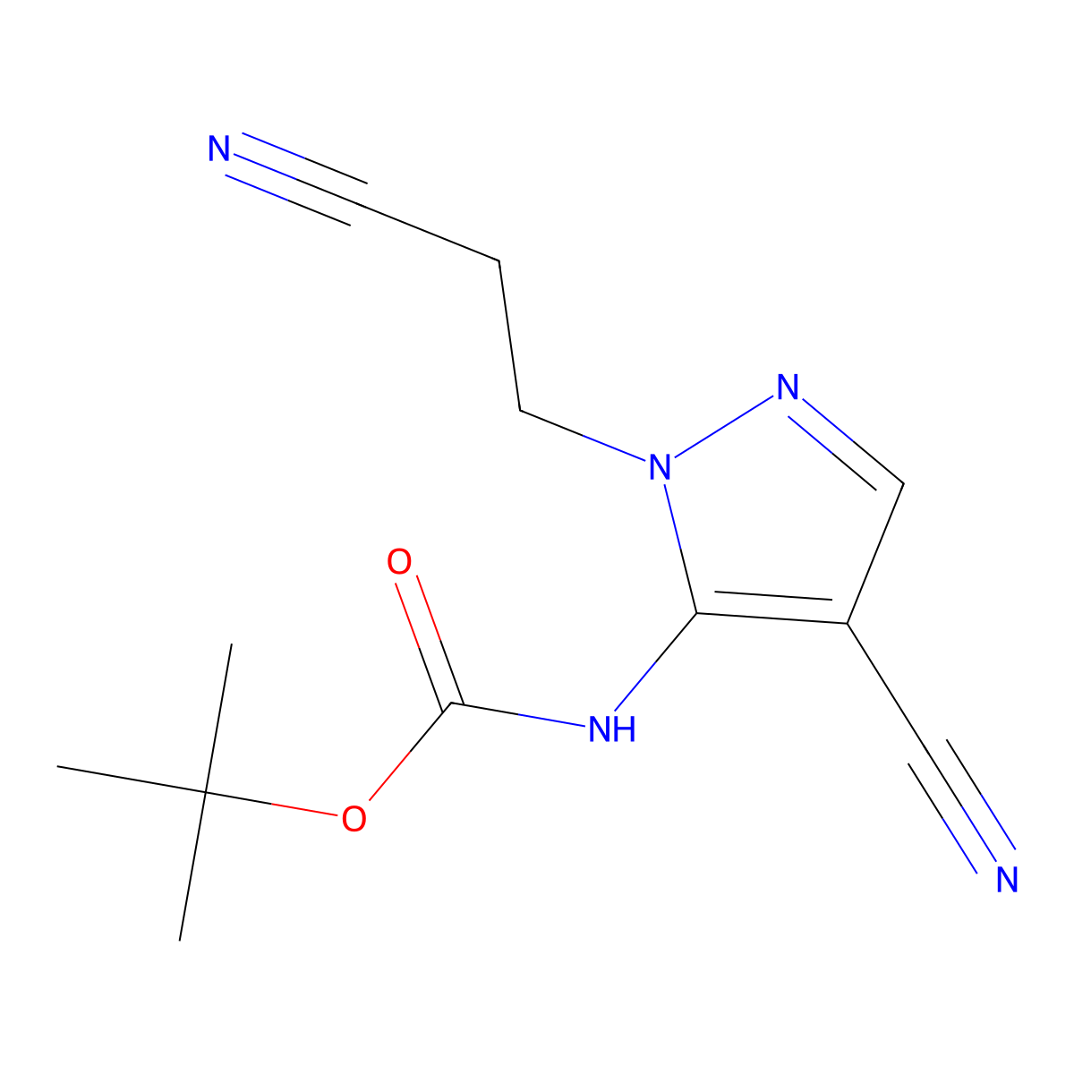 tert-butyl N-[4-cyano-1-(2-cyanoethyl)-1H-pyrazol-5-yl]carbamate molecular structure, CAS 2680800-44-4