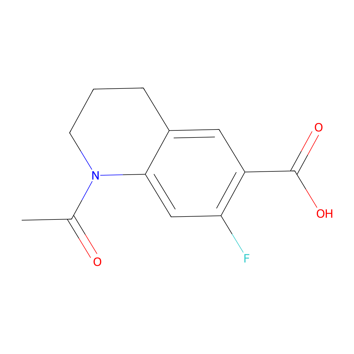 1-Acetyl-7-fluoro-1,2,3,4-tetrahydroquinoline-6-carboxylic acid molecular structure, CAS 2680800-46-6