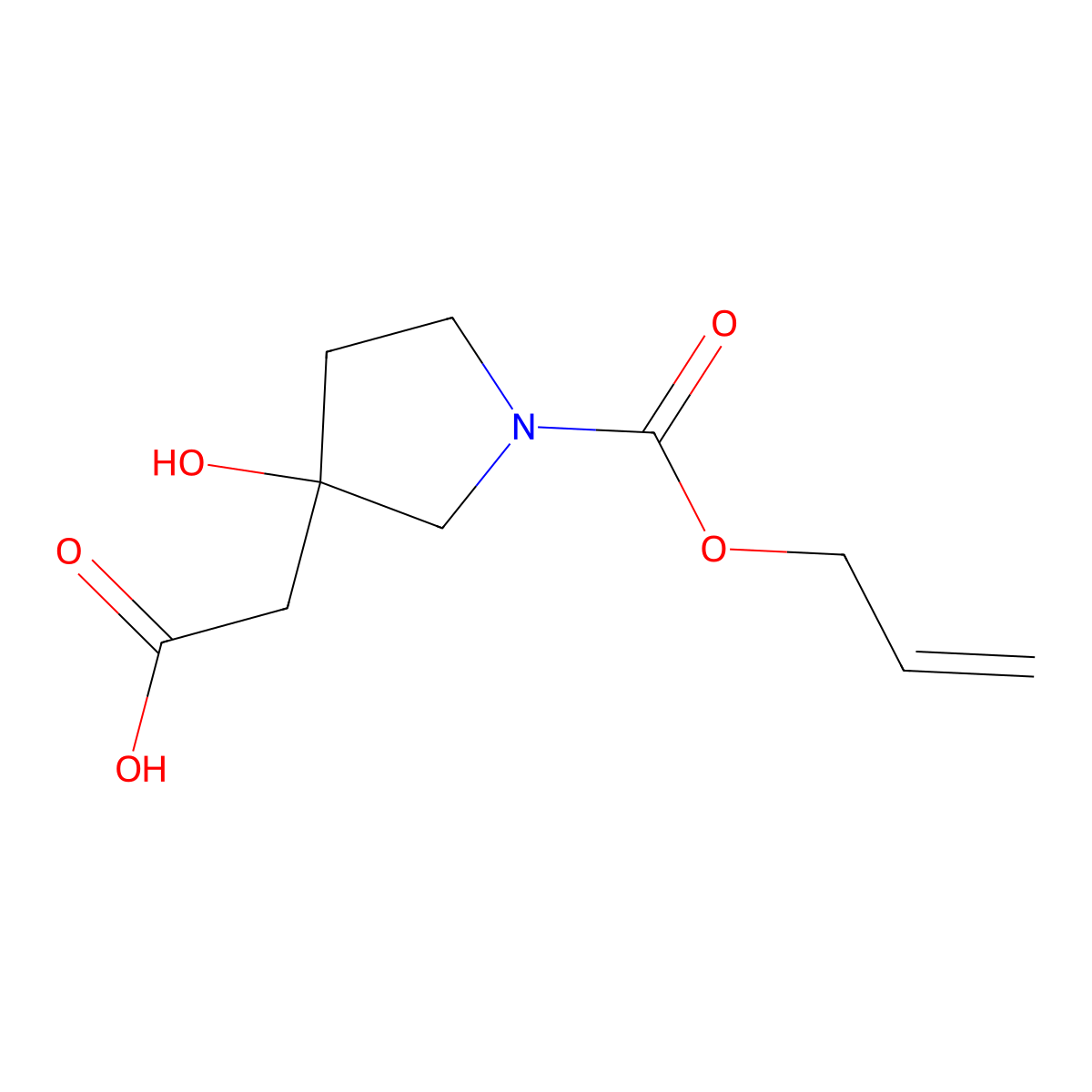 2-{3-Hydroxy-1-[(prop-2-en-1-yloxy)carbonyl]pyrrolidin-3-yl}acetic acid molecular structure, CAS 2680800-47-7