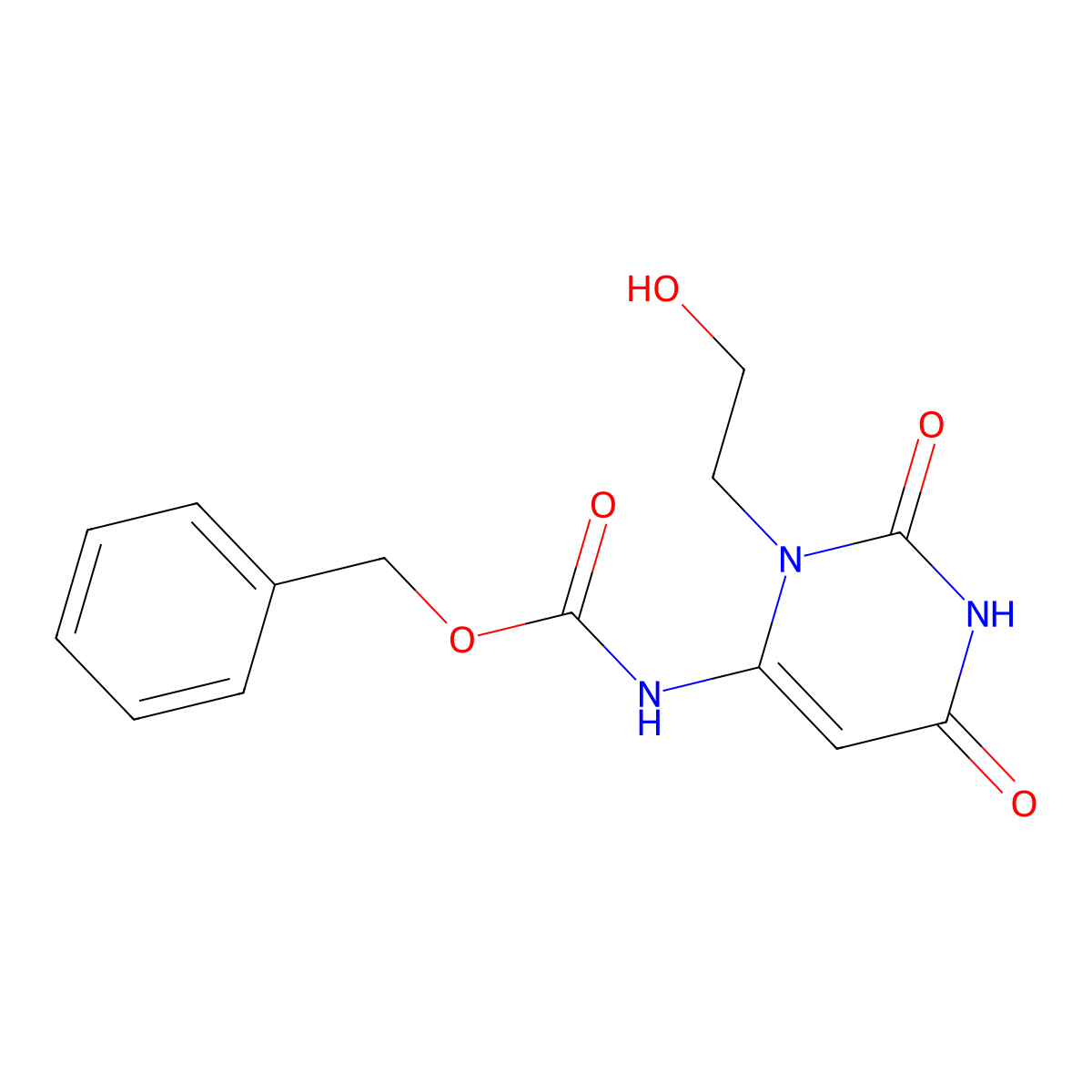 benzyl N-[3-(2-hydroxyethyl)-2,6-dioxo-1,2,3,6-tetrahydropyrimidin-4-yl]carbamate molecular structure, CAS 2680800-48-8