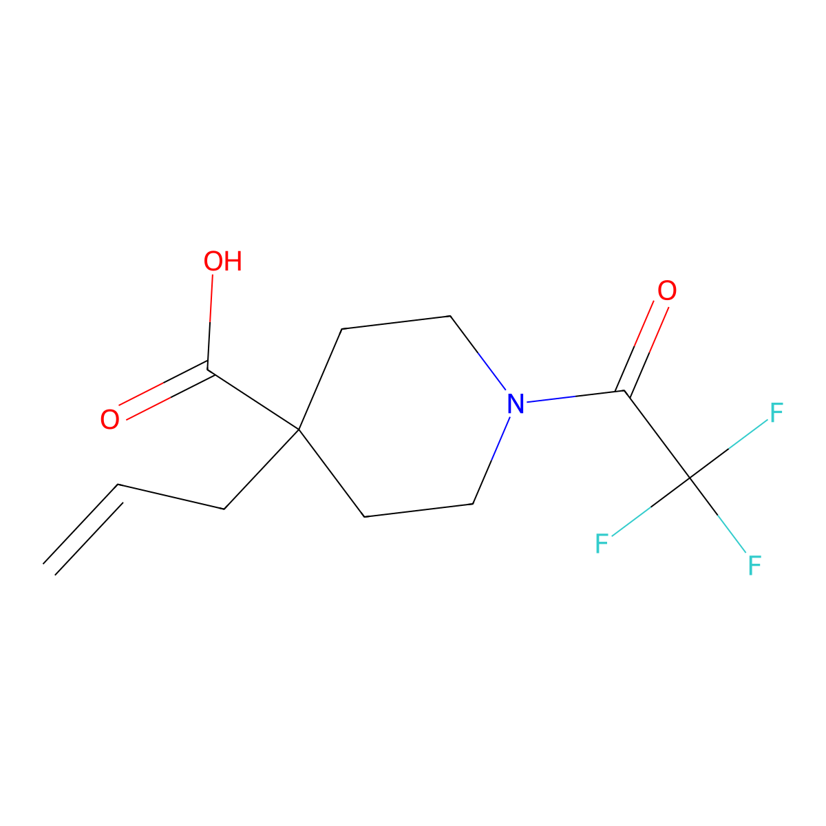 4-(Prop-2-en-1-yl)-1-(2,2,2-trifluoroacetyl)piperidine-4-carboxylic acid molecular structure, CAS 2680800-50-2
