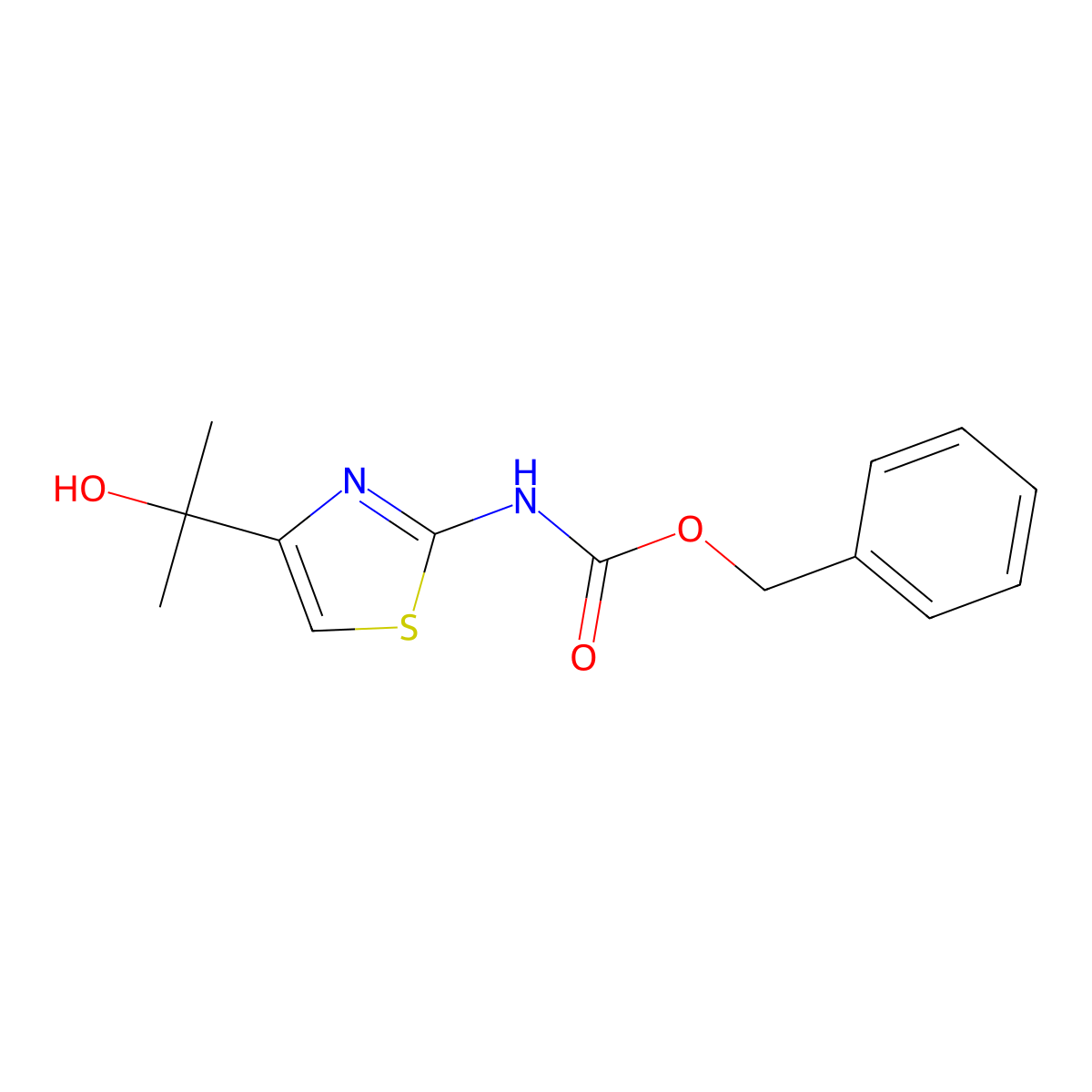 benzyl N-[4-(2-hydroxypropan-2-yl)-1,3-thiazol-2-yl]carbamate molecular structure, CAS 2680800-59-1