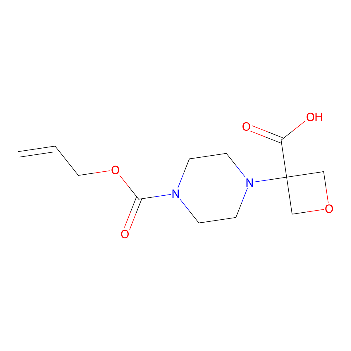 3-{4-[(Prop-2-en-1-yloxy)carbonyl]piperazin-1-yl}oxetane-3-carboxylic acid molecular structure, CAS 2680800-70-6
