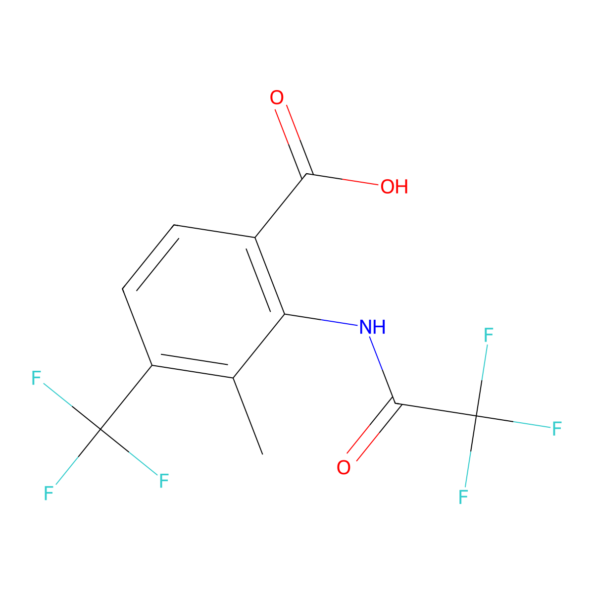 3-Methyl-2-(2,2,2-trifluoroacetamido)-4-(trifluoromethyl)benzoic acid molecular structure, CAS 2680800-75-1