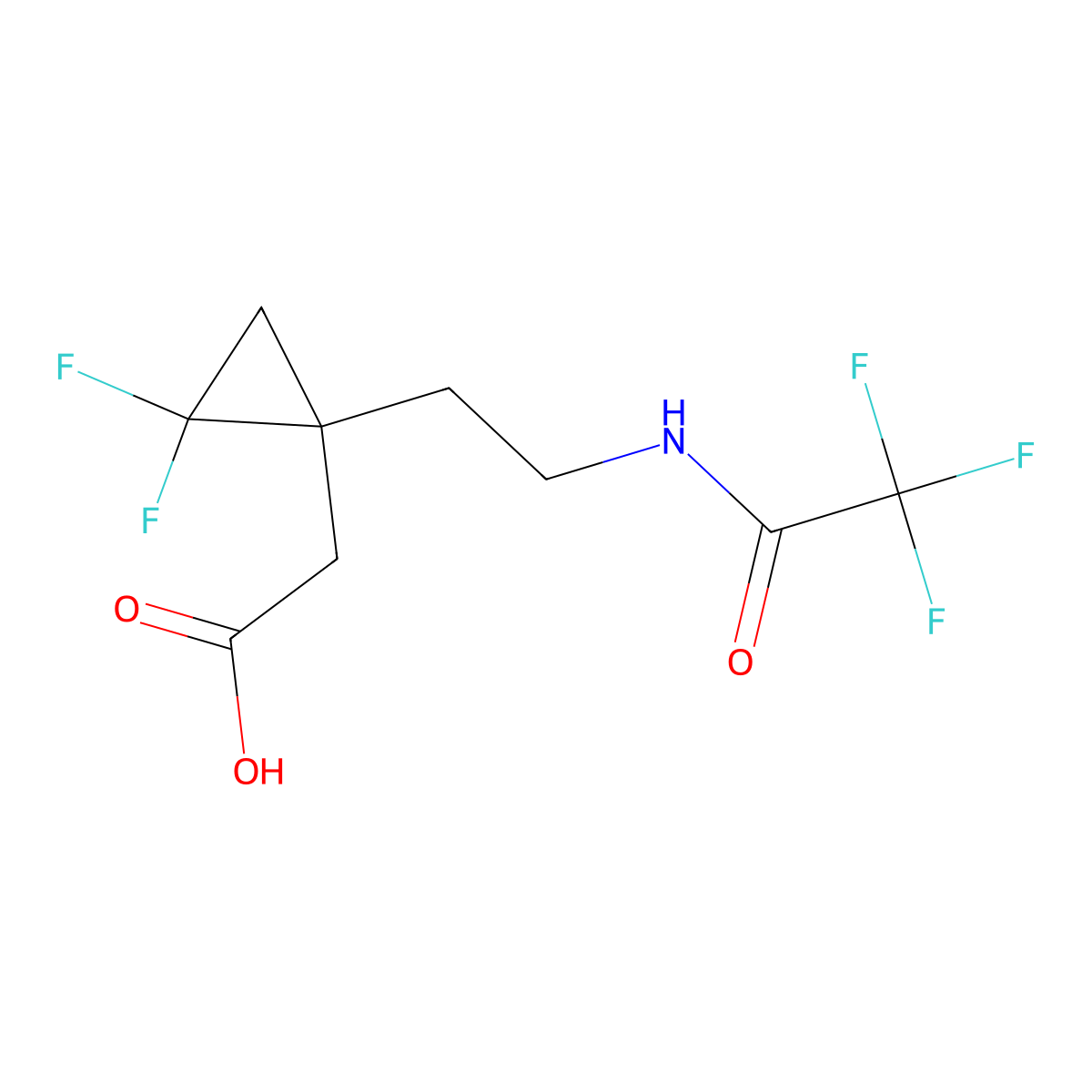 2-{2,2-Difluoro-1-[2-(2,2,2-trifluoroacetamido)ethyl]cyclopropyl}acetic acid molecular structure, CAS 2680800-81-9