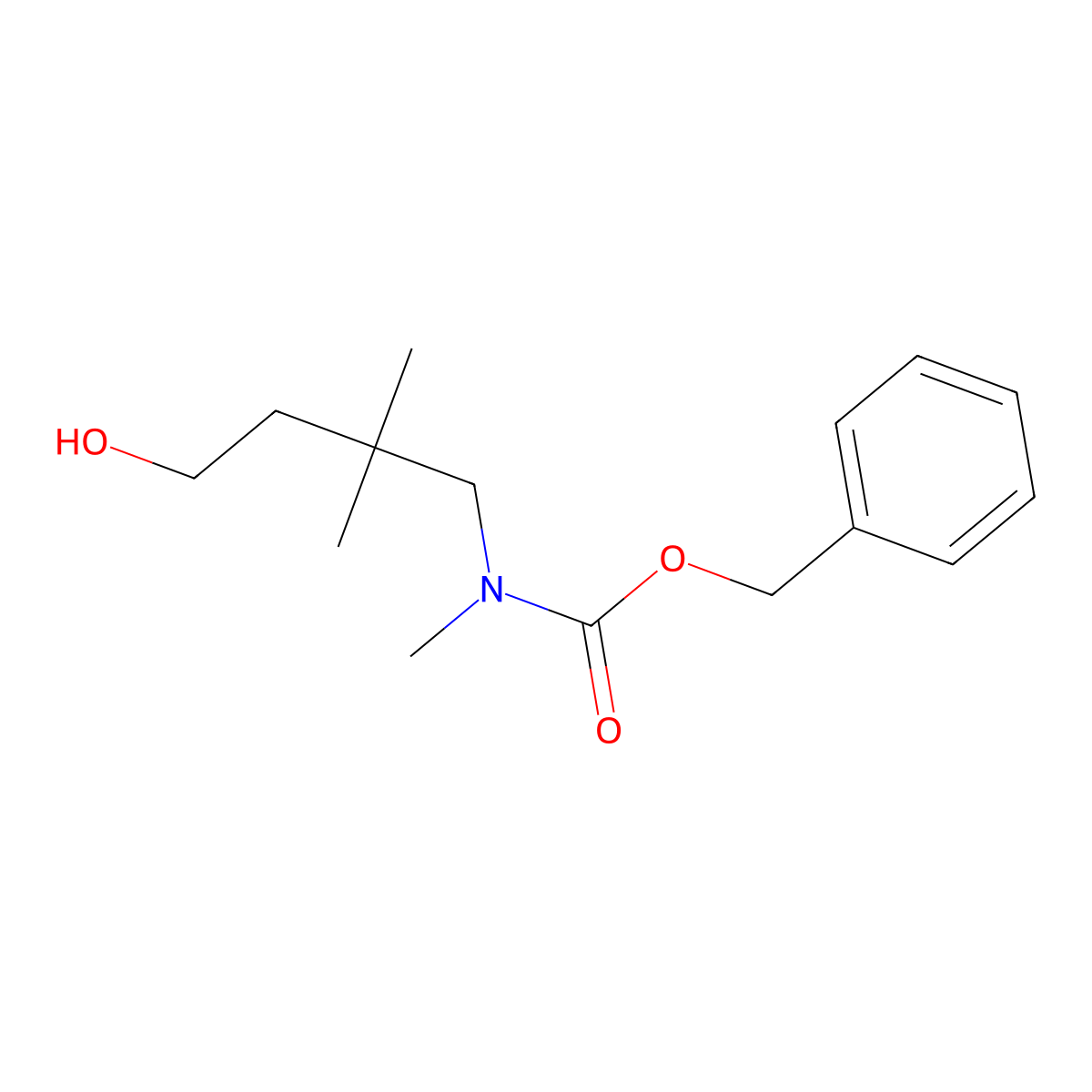 benzyl N-(4-hydroxy-2,2-dimethylbutyl)-N-methylcarbamate molecular structure, CAS 2680800-84-2
