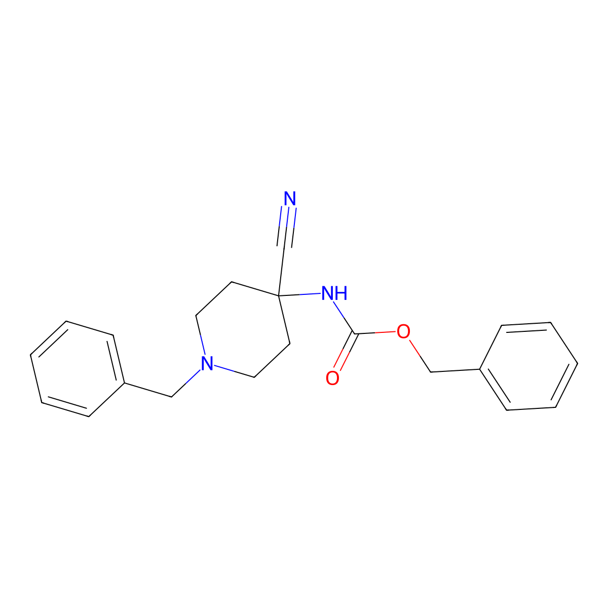 benzyl N-(1-benzyl-4-cyanopiperidin-4-yl)carbamate molecular structure, CAS 2680800-87-5