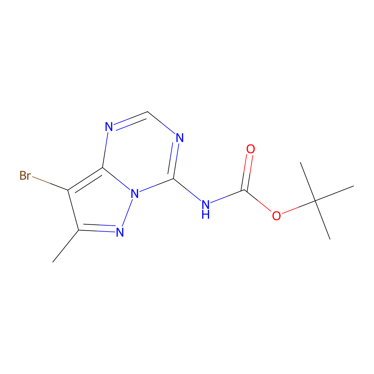 tert-butyl N-{8-bromo-7-methylpyrazolo[1,5-a][1,3,5]triazin-4-yl}carbamate molecular structure, CAS 2680800-92-2