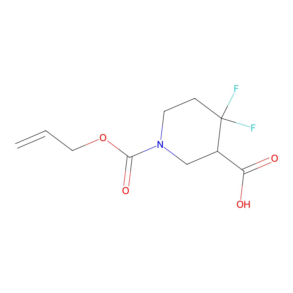4,4-Difluoro-1-[(prop-2-en-1-yloxy)carbonyl]piperidine-3-carboxylic acid molecular structure, CAS 2680800-95-5