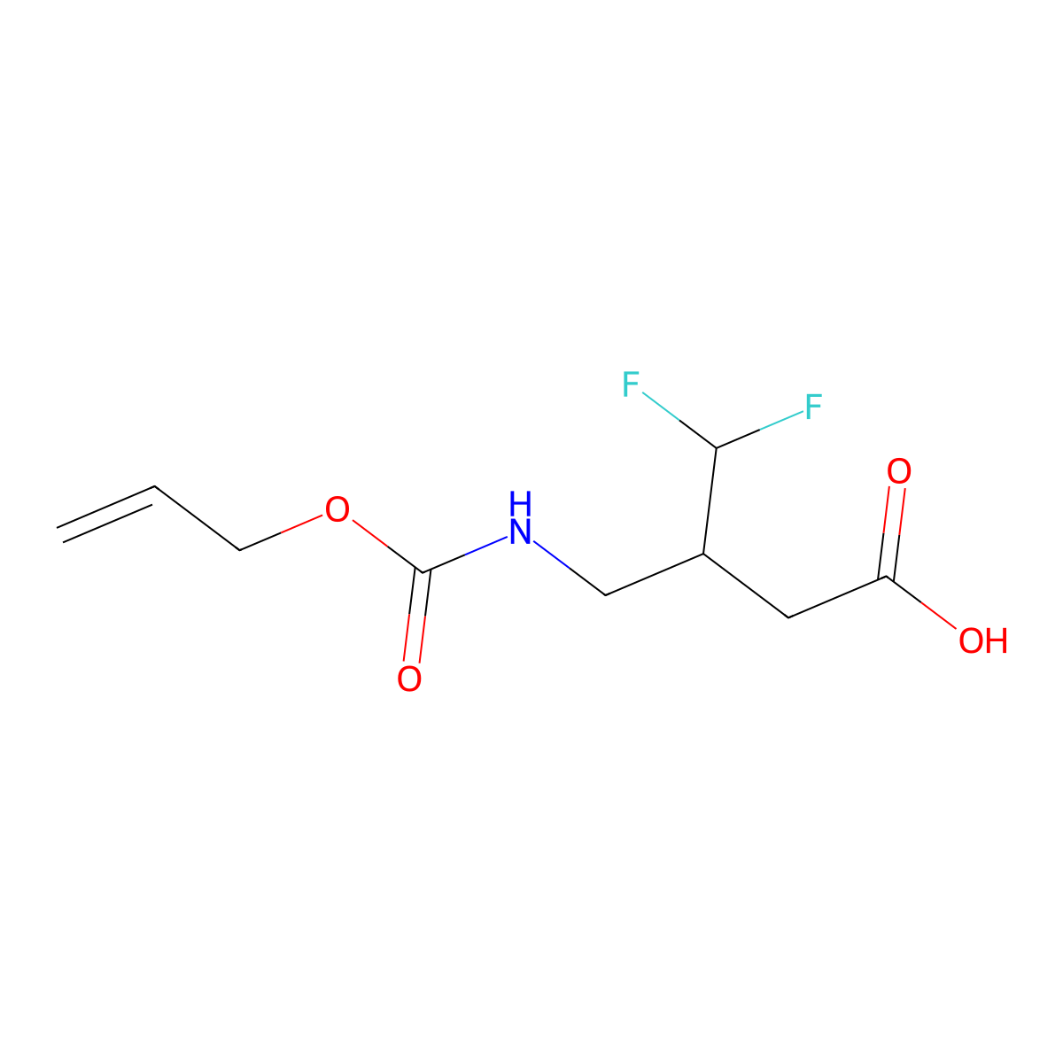 4,4-Difluoro-3-({[(prop-2-en-1-yloxy)carbonyl]amino}methyl)butanoic acid molecular structure, CAS 2680801-04-9