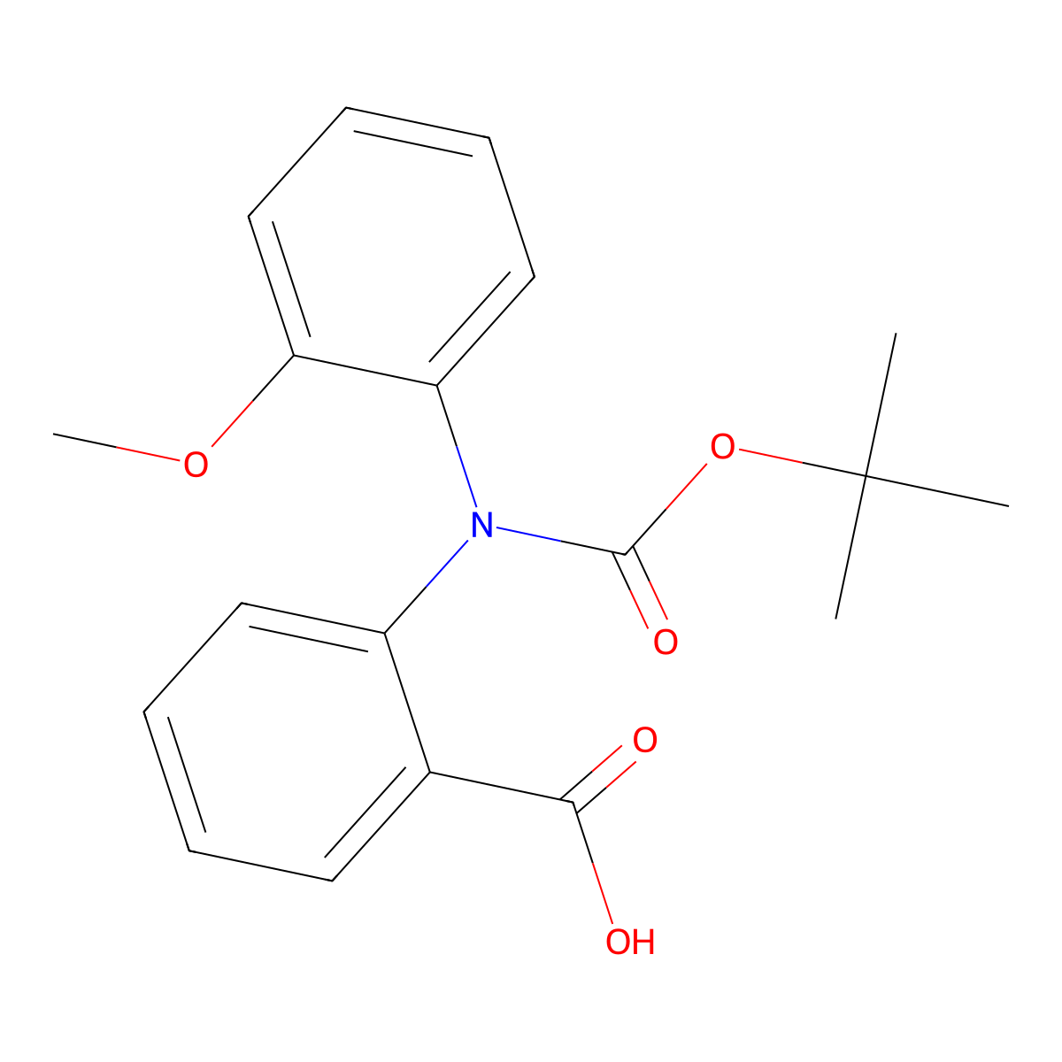 2-{[(Tert-butoxy)carbonyl](2-methoxyphenyl)amino}benzoic acid molecular structure, CAS 2680801-10-7