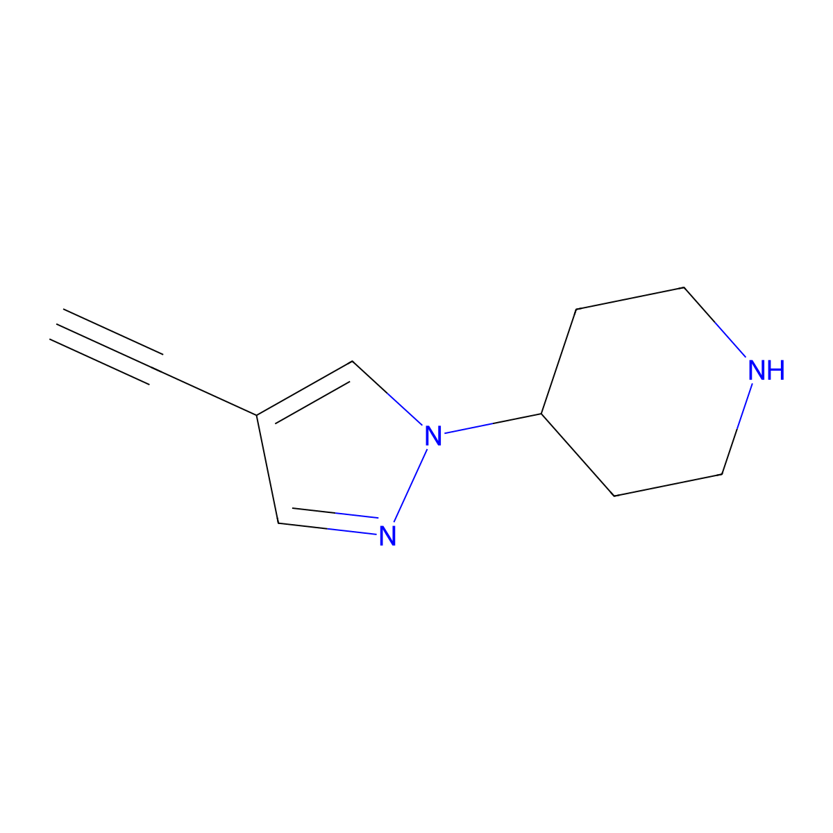 4-(4-ethynyl-1H-pyrazol-1-yl)piperidine molecular structure, CAS 2680801-12-9
