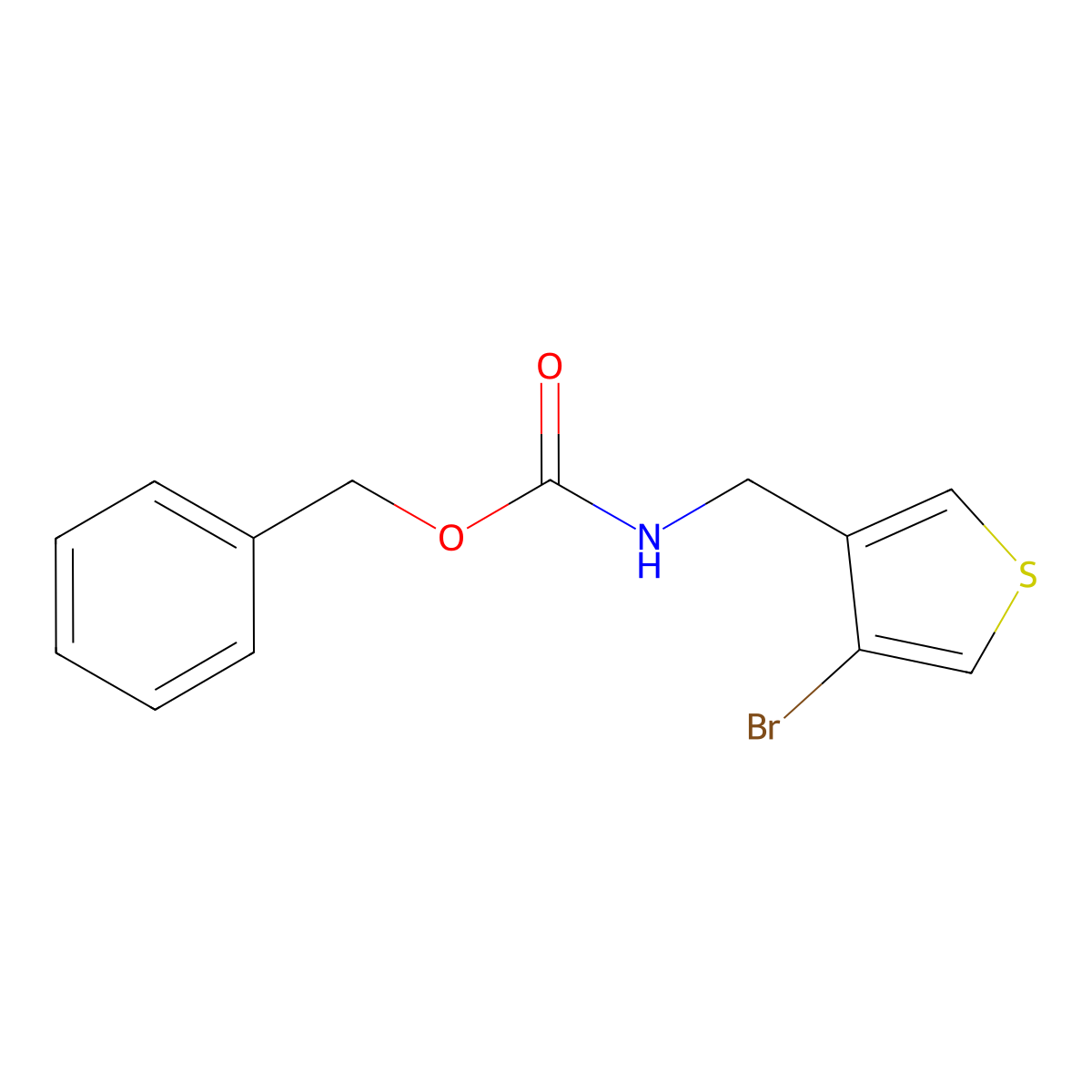benzyl N-[(4-bromothiophen-3-yl)methyl]carbamate molecular structure, CAS 2680801-14-1