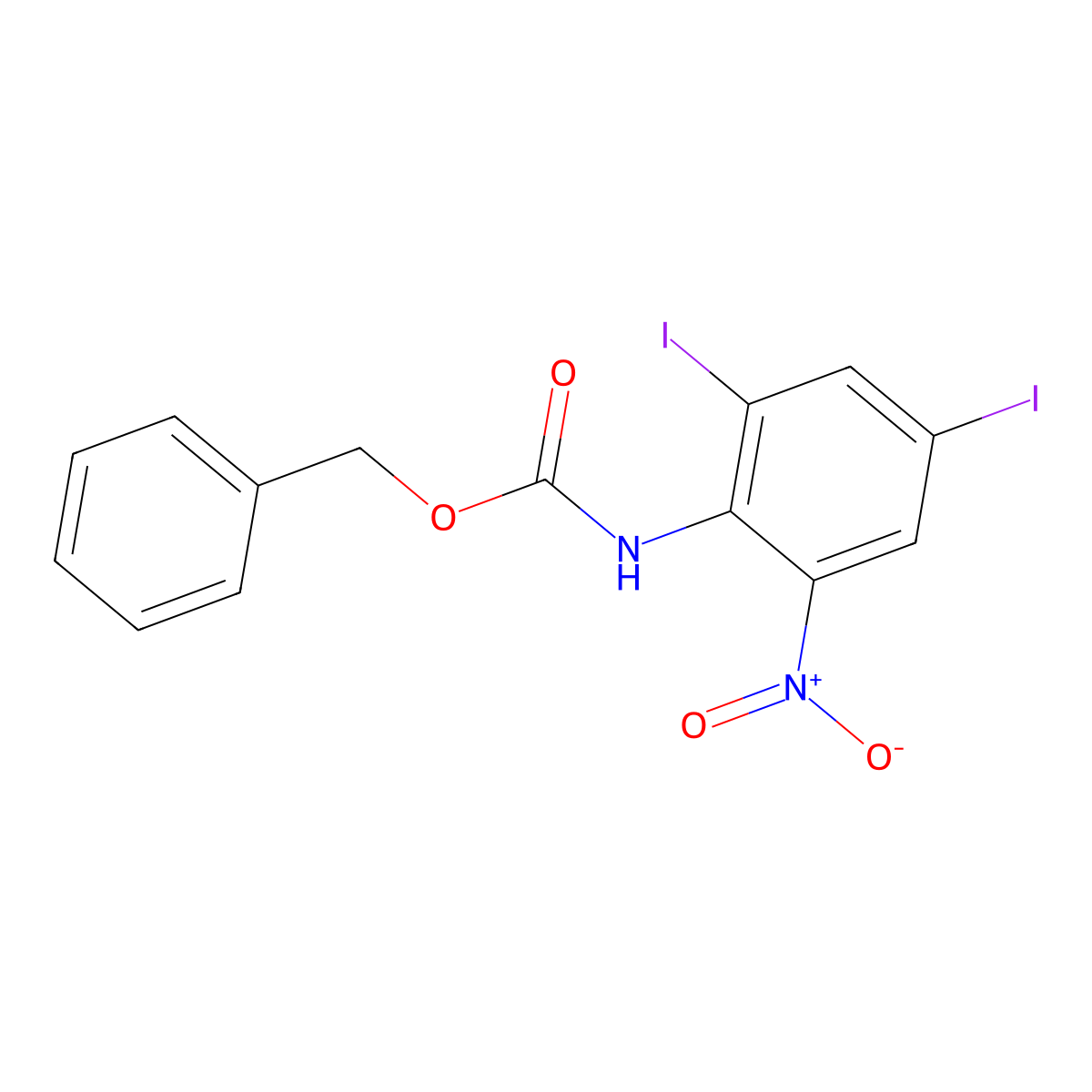 benzyl N-(2,4-diiodo-6-nitrophenyl)carbamate molecular structure, CAS 2680801-15-2