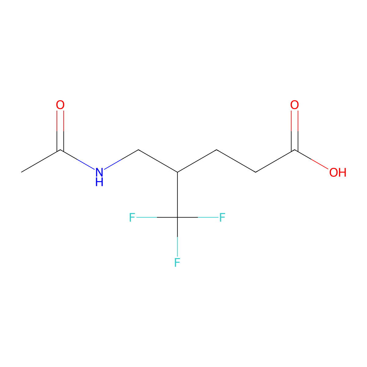 4-(Acetamidomethyl)-5,5,5-trifluoropentanoic acid molecular structure, CAS 2680801-16-3