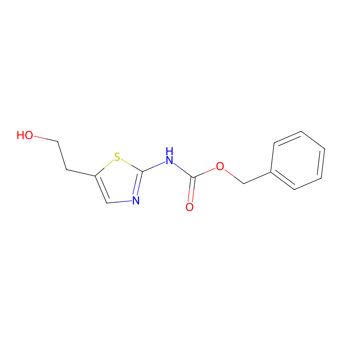 benzyl N-[5-(2-hydroxyethyl)-1,3-thiazol-2-yl]carbamate molecular structure, CAS 2680801-18-5