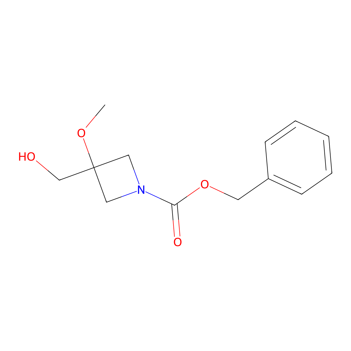 Benzyl 3-(hydroxymethyl)-3-methoxy-azetidine-1-carboxylate molecular structure, CAS 2680801-19-6