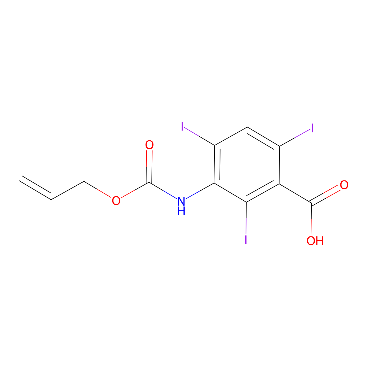 2,4,6-Triiodo-3-{[(prop-2-en-1-yloxy)carbonyl]amino}benzoic acid molecular structure, CAS 2680801-21-0