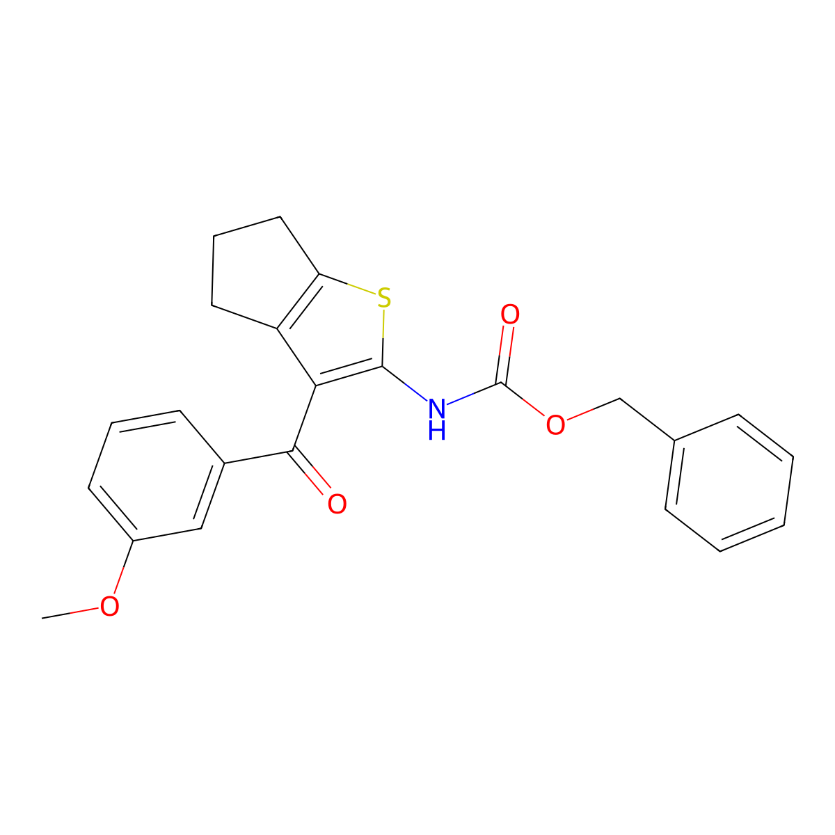 benzyl N-[3-(3-methoxybenzoyl)-4H,5H,6H-cyclopenta[b]thiophen-2-yl]carbamate molecular structure, CAS 2680801-22-1