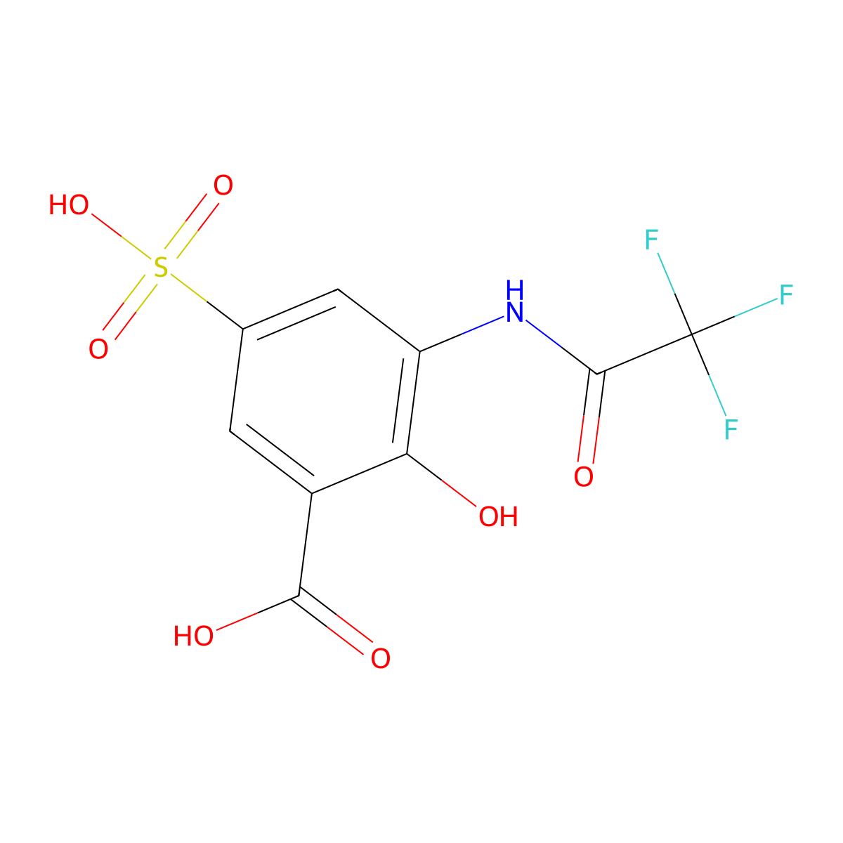 2-Hydroxy-5-sulfo-3-(2,2,2-trifluoroacetamido)benzoic acid molecular structure, CAS 2680801-24-3