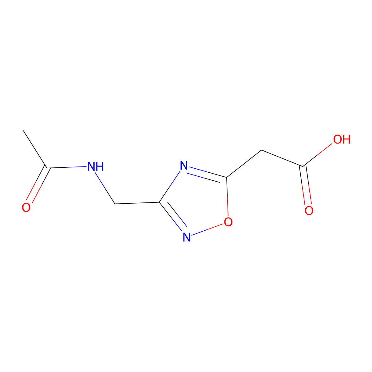 2-[3-(Acetamidomethyl)-1,2,4-oxadiazol-5-yl]acetic acid molecular structure, CAS 2680801-34-5